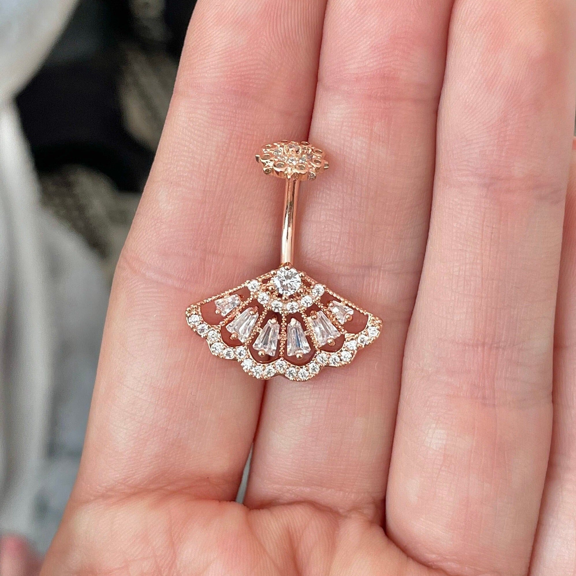 Soleia Arc Belly Button Ring-Belly Button Rings-Rose gold-Elara Body Jewelry