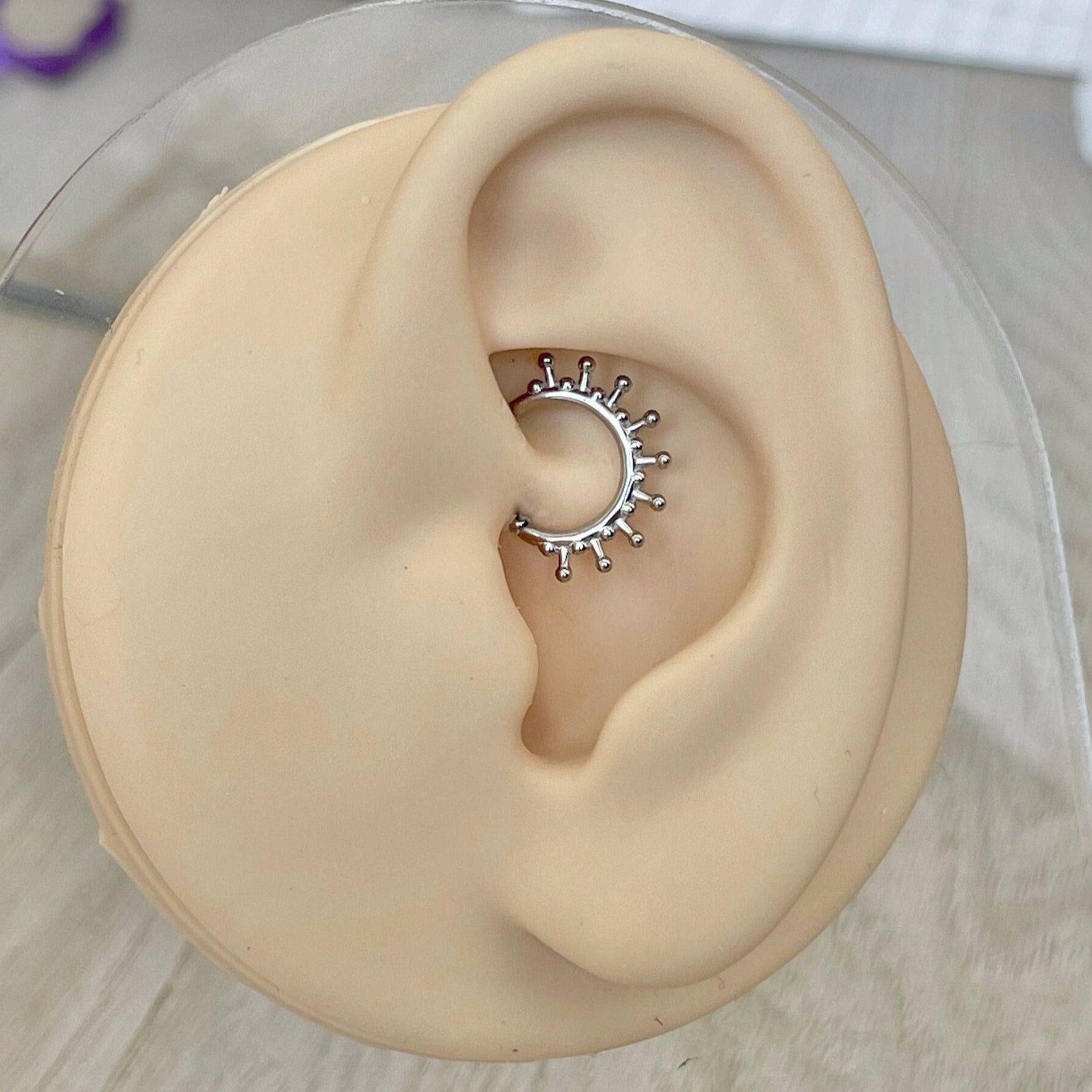 Solstice Glow Daith Earring-Daith Earring-Silver-8mm Diameter-Elara Body Jewelry