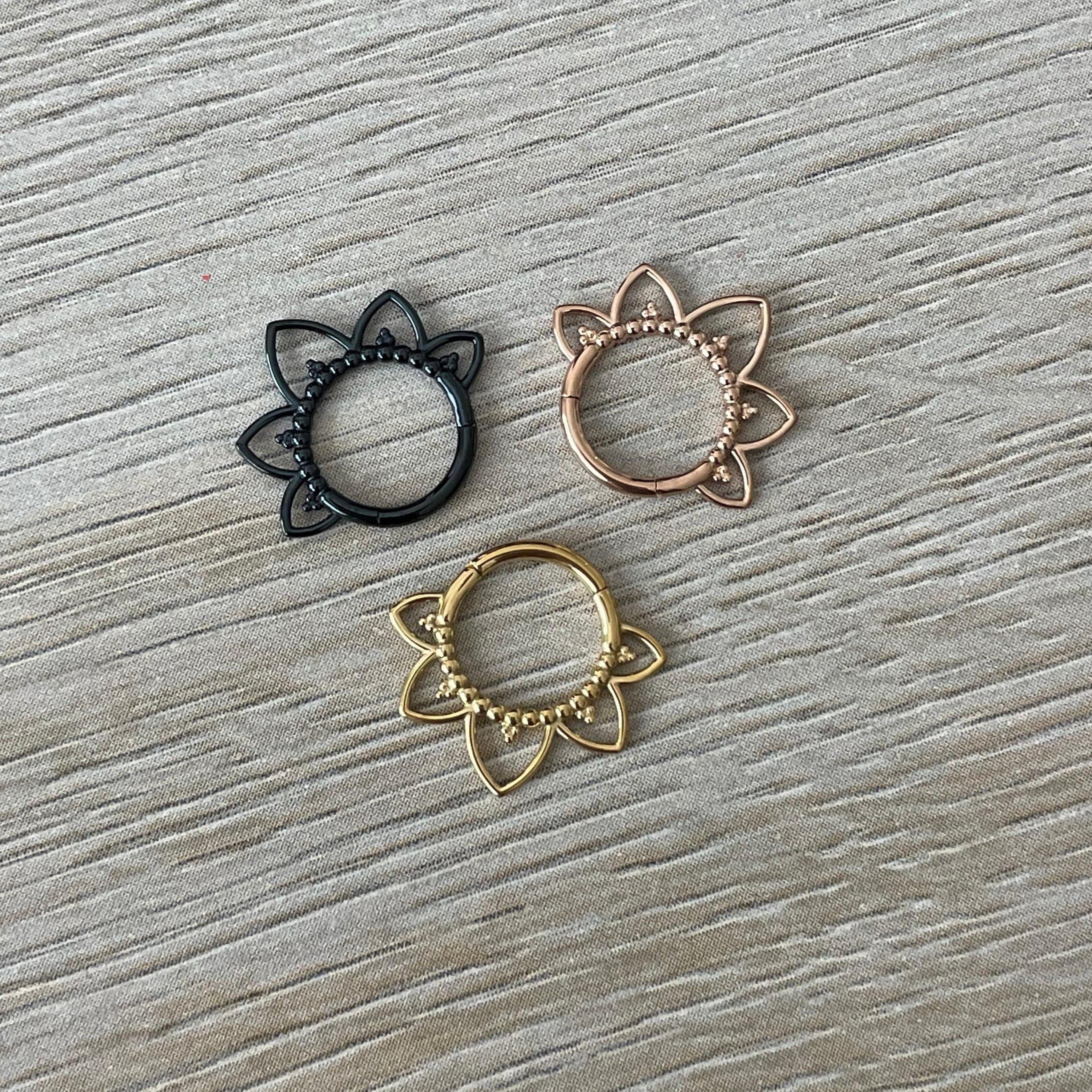 Soluna Bloom Daith Earring-Daith Earring-Black-Elara Body Jewelry