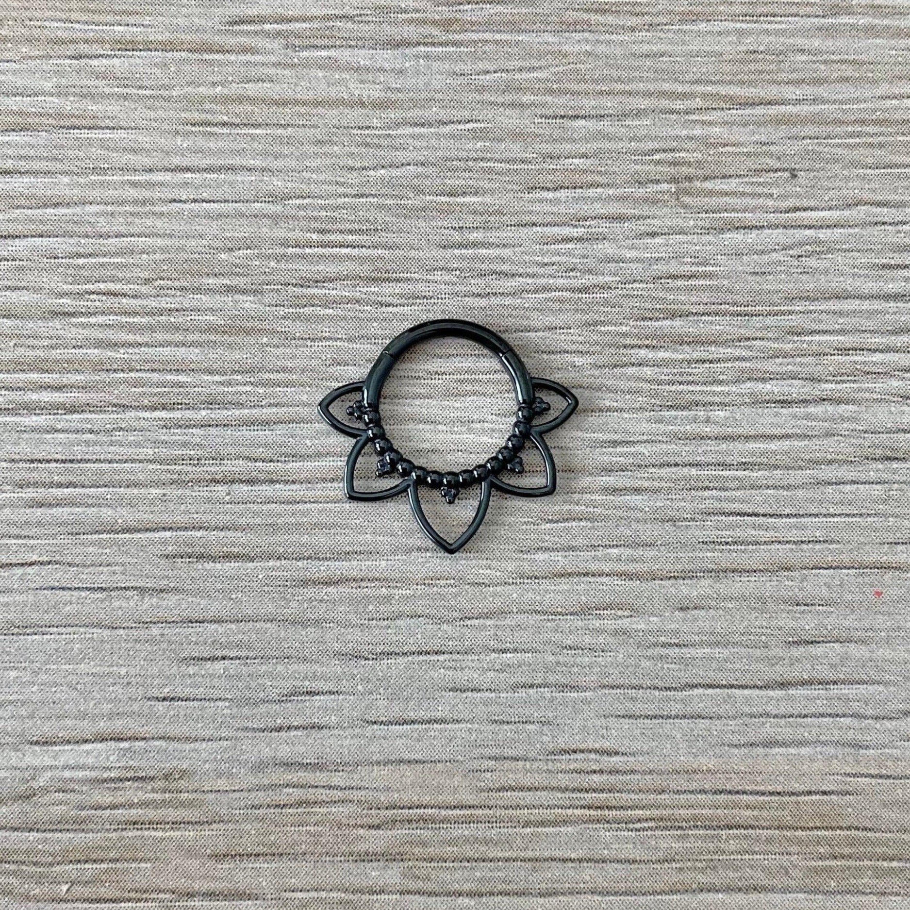 Soluna Bloom Daith Earring-Daith Earring-Black-Elara Body Jewelry