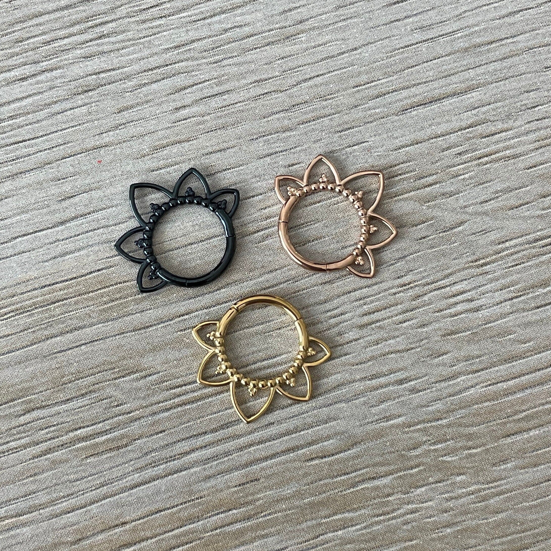 Soluna Bloom Daith Earring-Daith Earring-Rose gold-Elara Body Jewelry