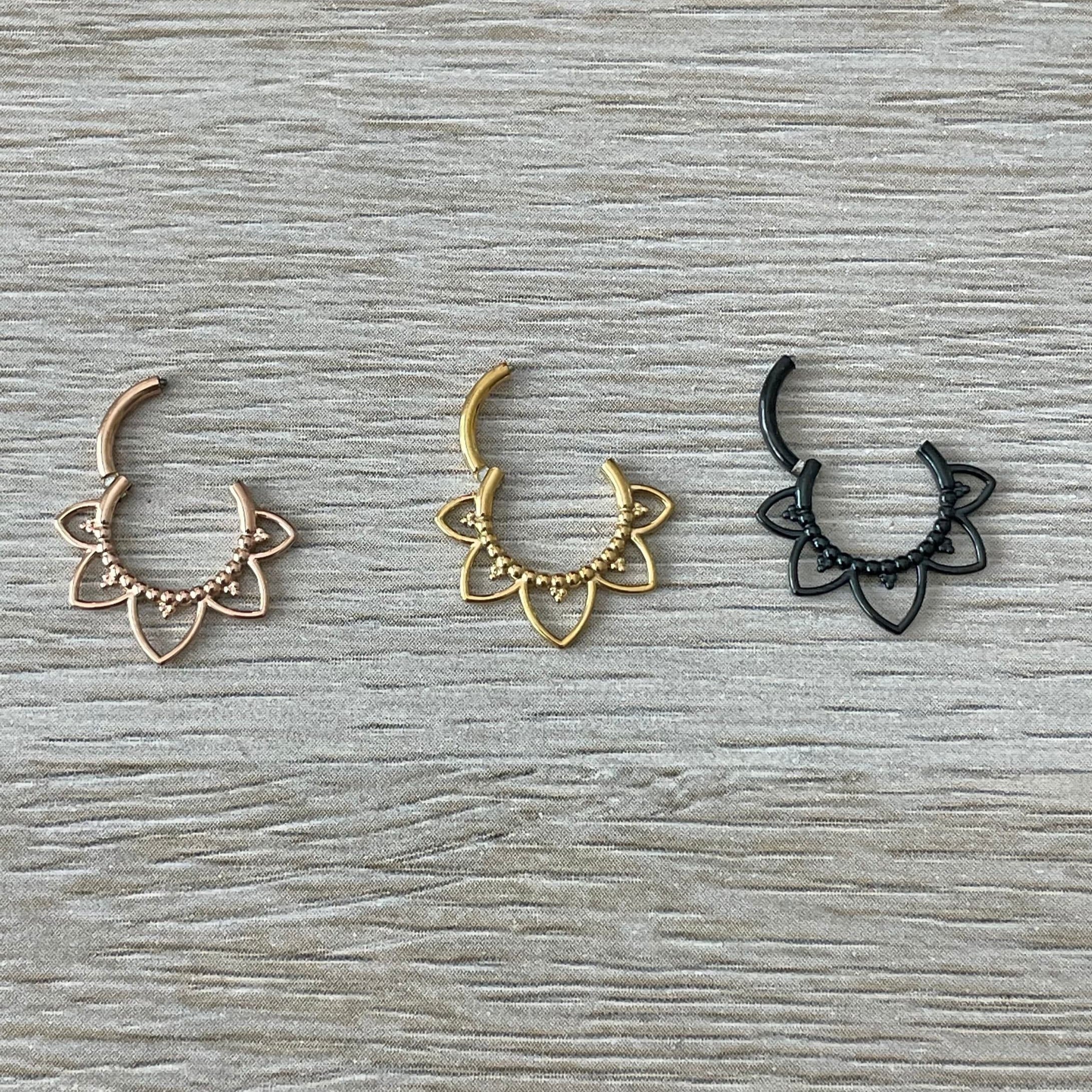 Soluna Bloom Daith Earring-Daith Earring-Rose gold-Elara Body Jewelry