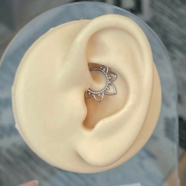 Soluna Bloom Daith Earring-Daith Earring-Silver-Elara Body Jewelry