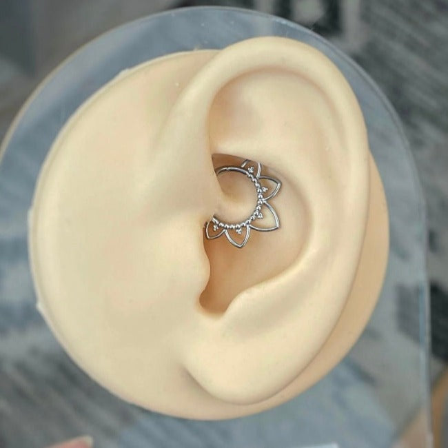 Soluna Bloom Daith Earring-Daith Earring-Silver-Elara Body Jewelry