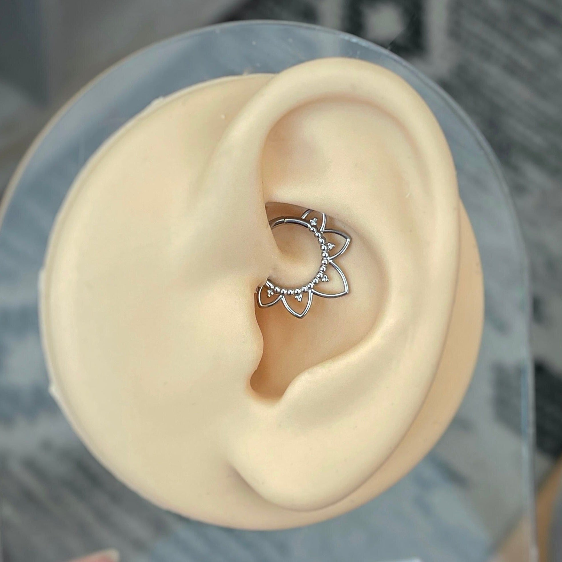 Soluna Bloom Daith Earring-Daith Earring-Silver-Elara Body Jewelry