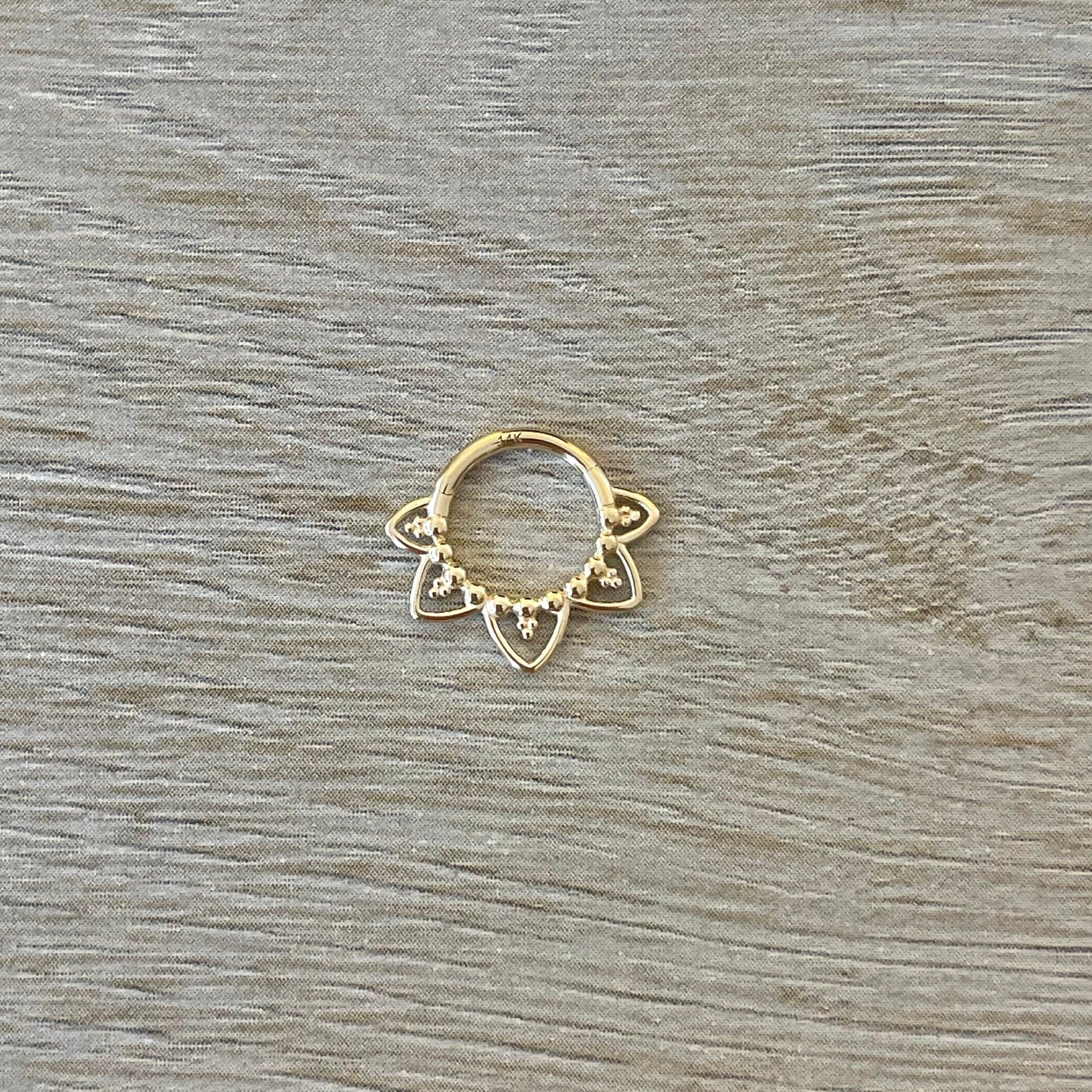 Soluna Bloom Solid Gold Daith Earring-Daith Earring-Elara Body Jewelry