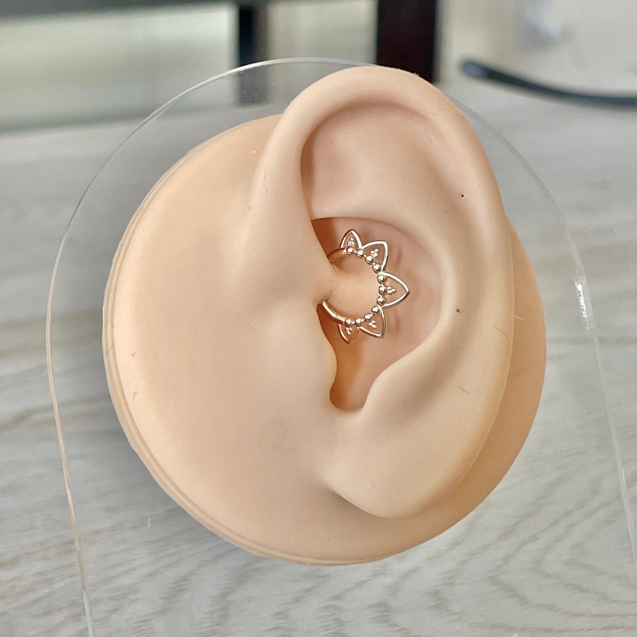 Soluna Bloom Solid Gold Daith Earring-Daith Earring-Elara Body Jewelry