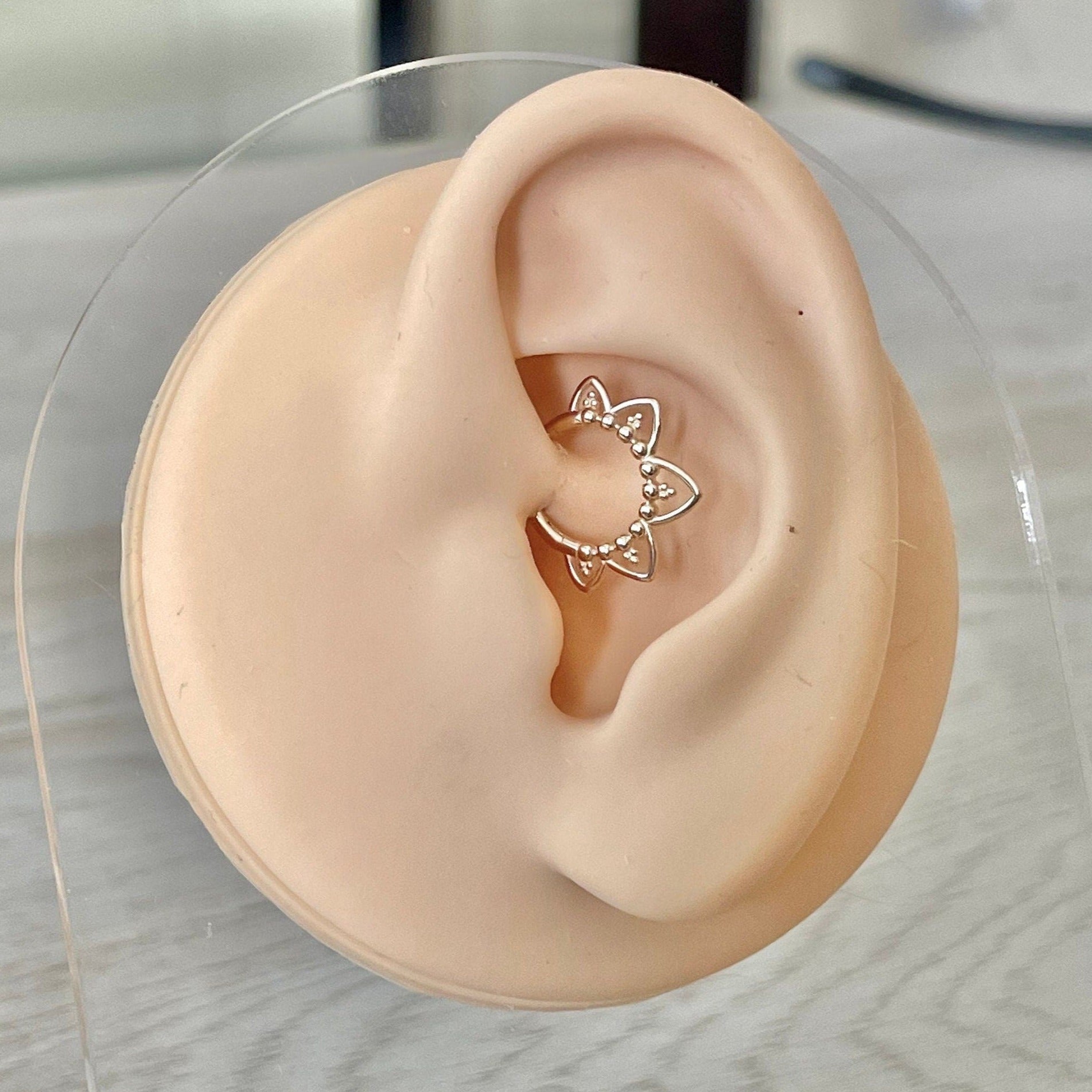 Soluna Bloom Solid Gold Daith Earring-Daith Earring-Elara Body Jewelry