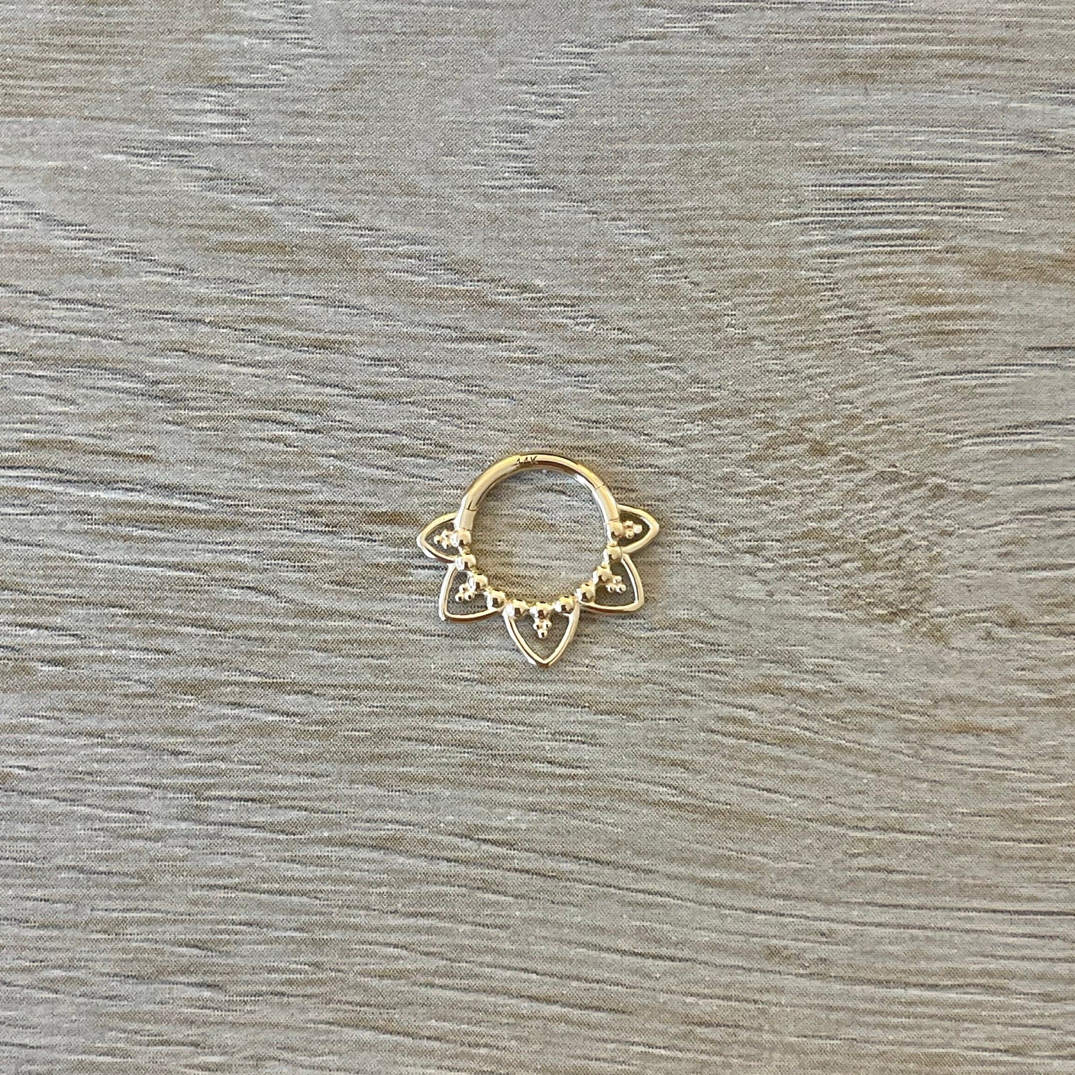 Soluna Bloom Solid Gold Daith Earring-Daith Earring-Elara Body Jewelry