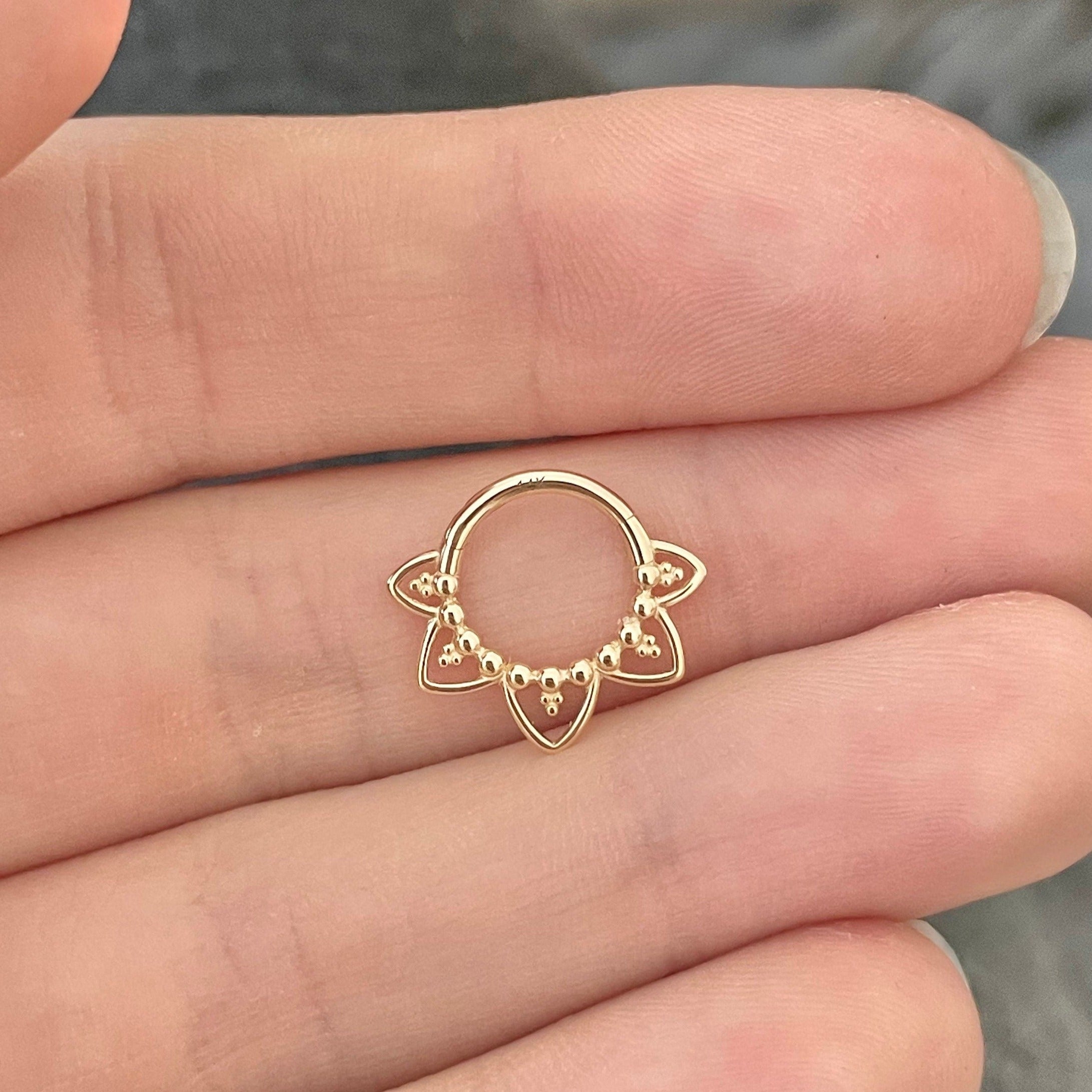 Soluna Bloom Solid Gold Daith Earring-Daith Earring-Elara Body Jewelry