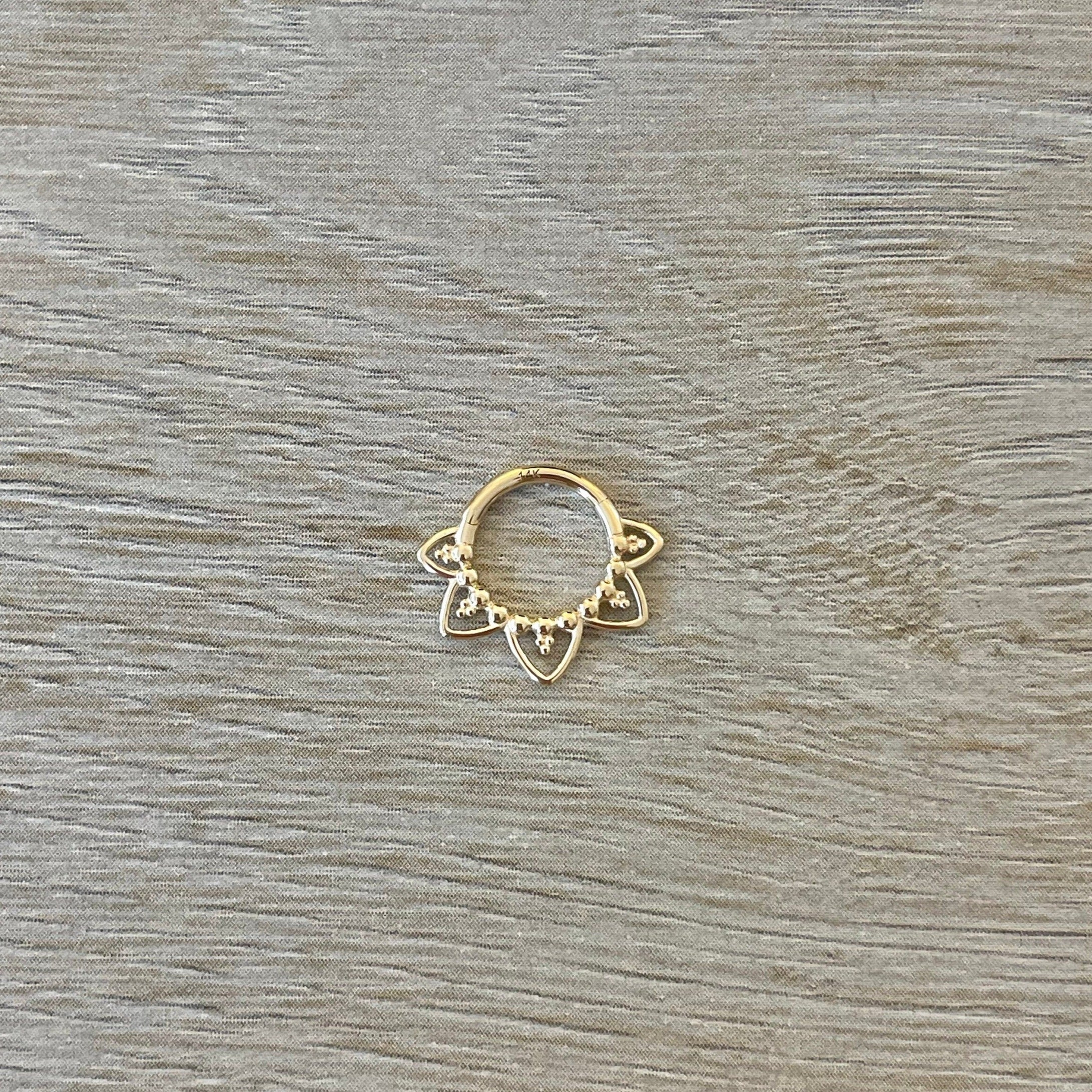 Soluna Bloom Solid Gold Daith Earring-Daith Earring-Elara Body Jewelry