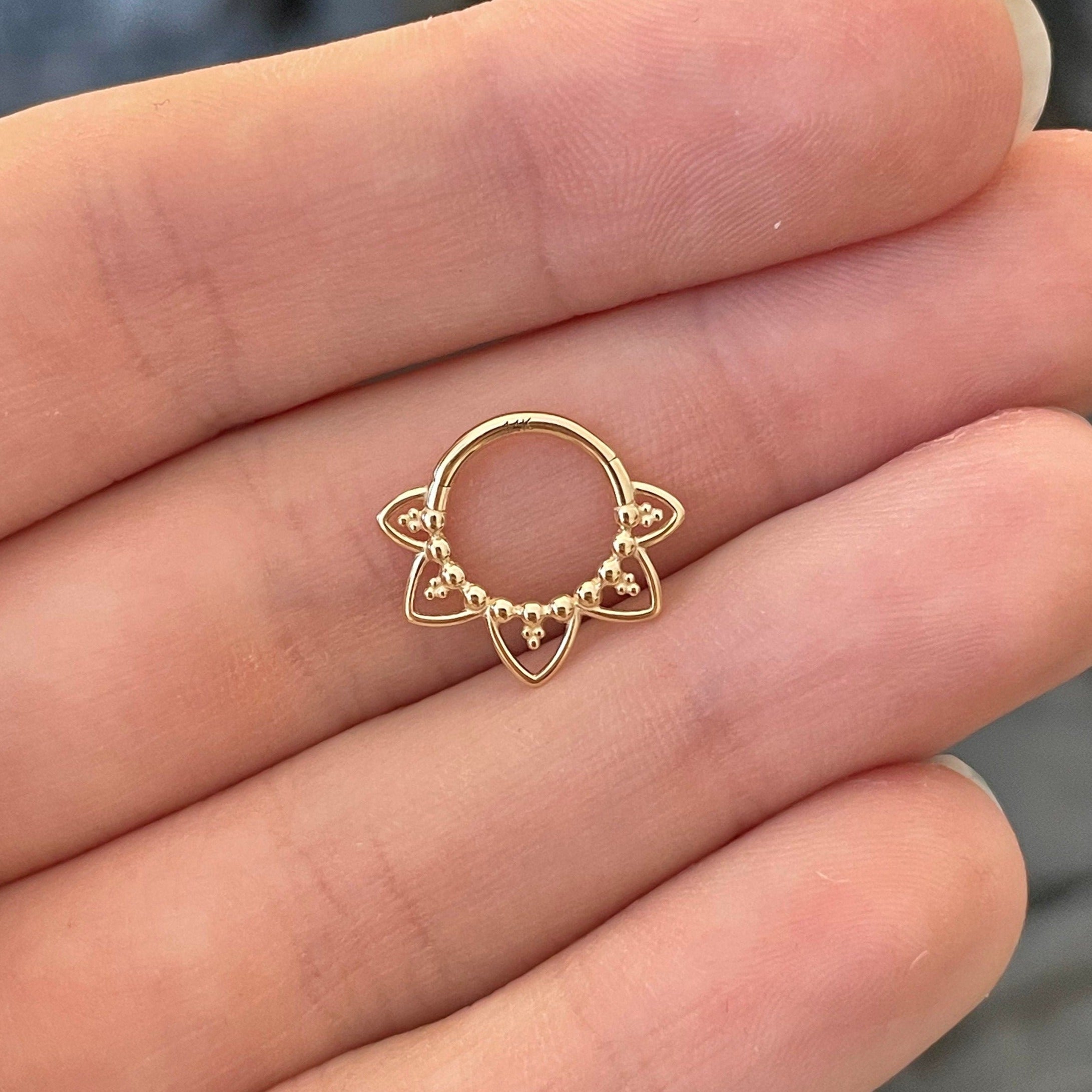 Soluna Bloom Solid Gold Daith Earring-Daith Earring-Elara Body Jewelry