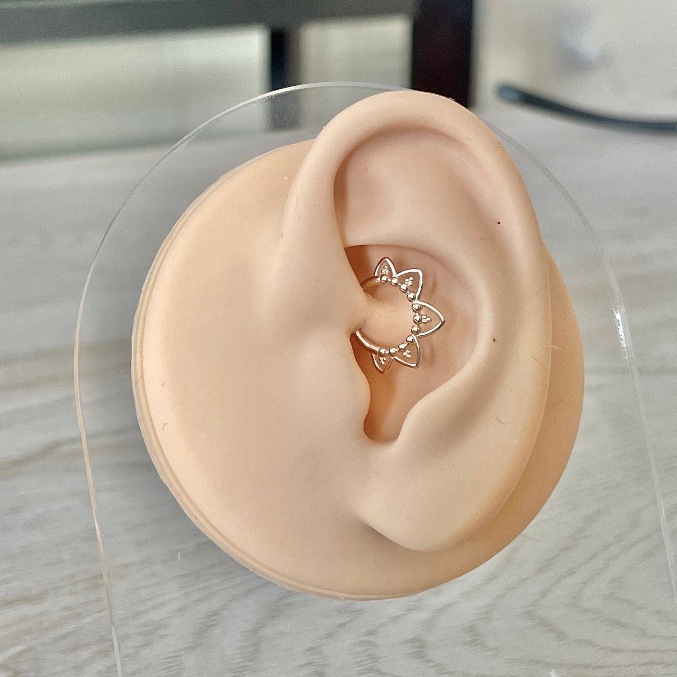 Soluna Bloom Solid Gold Daith Earring-Daith Earring-Elara Body Jewelry