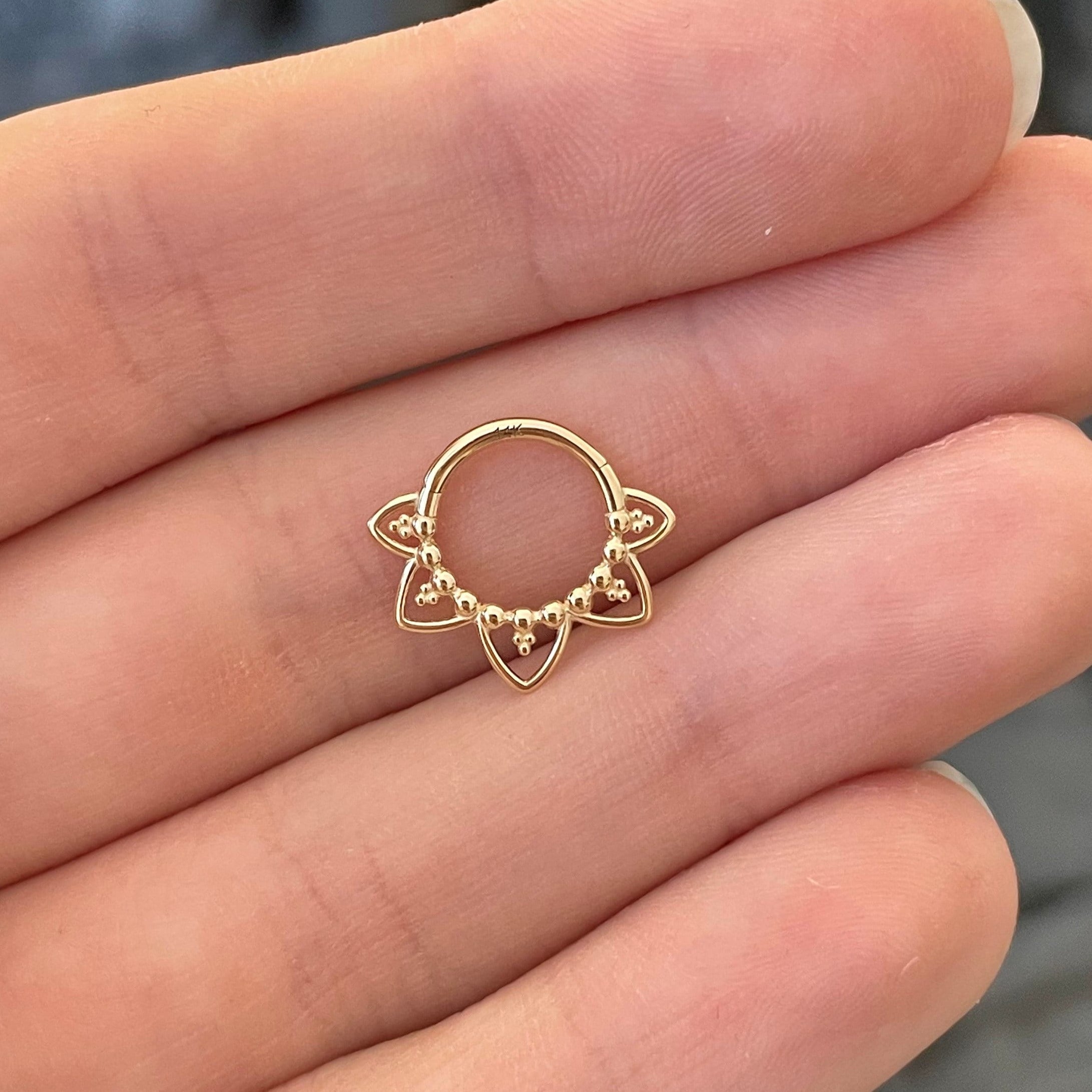 Soluna Bloom Solid Gold Septum Ring-Septum Ring-Elara Body Jewelry
