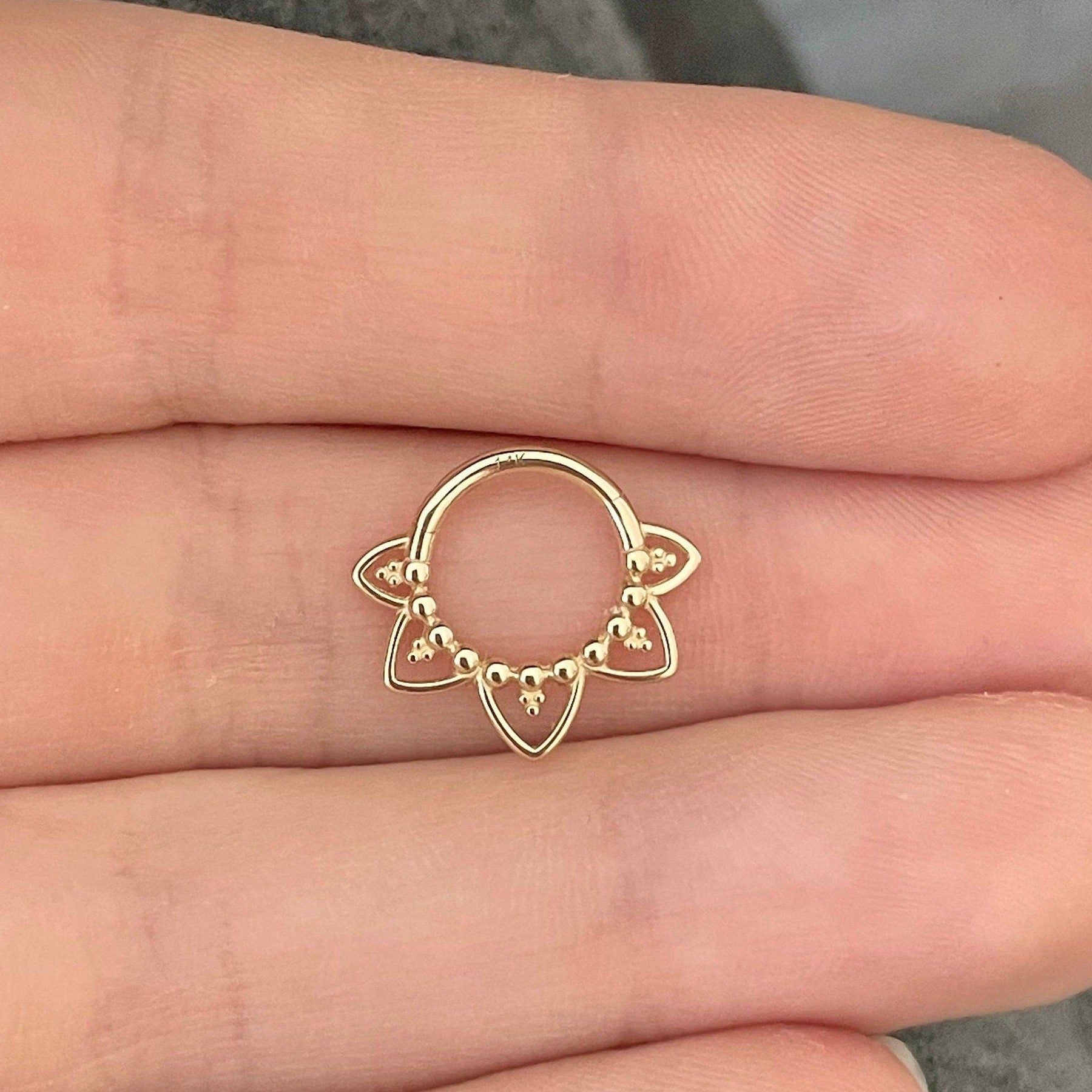 Soluna Bloom Solid Gold Septum Ring-Septum Ring-Yellow Gold-Elara Body Jewelry