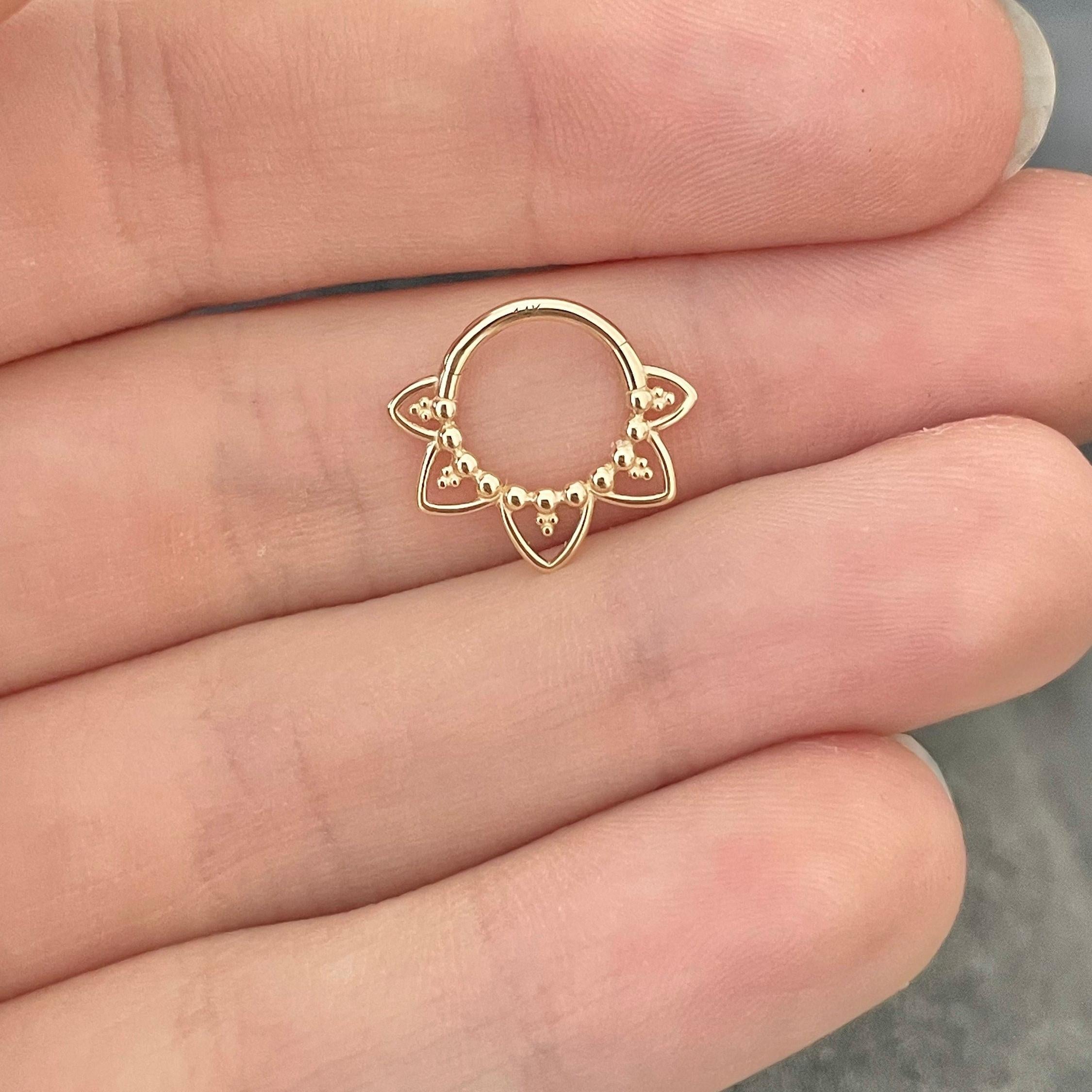 Soluna Bloom Solid Gold Septum Ring-Septum Ring-Elara Body Jewelry