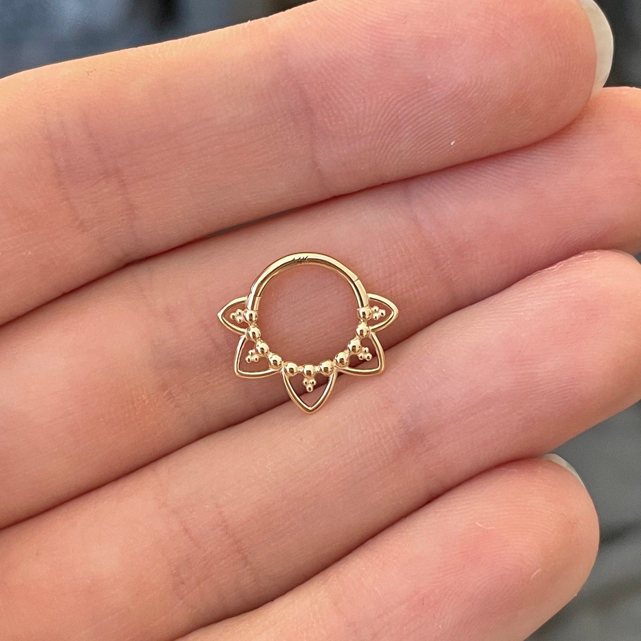 Soluna Bloom Solid Gold Septum Ring-Septum Ring-Elara Body Jewelry