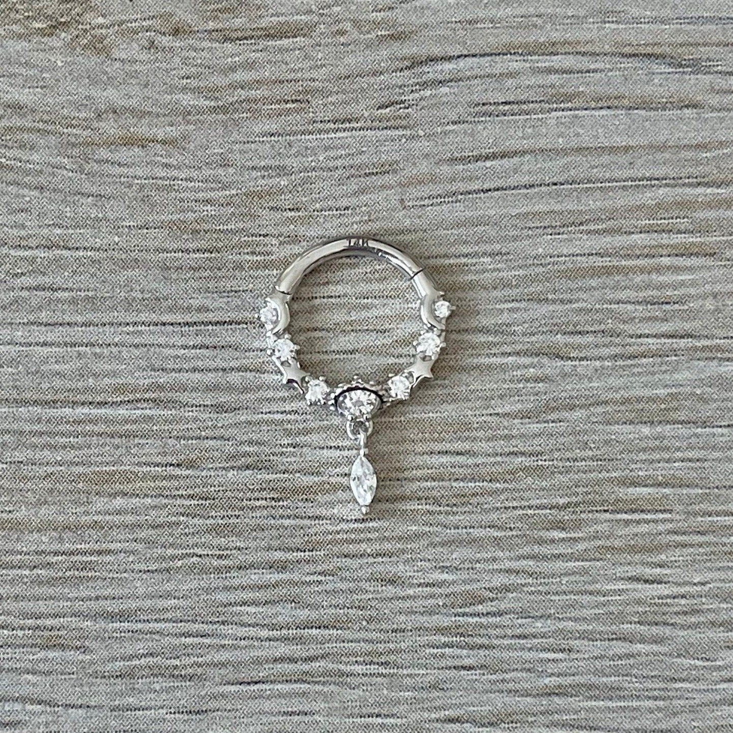 Stellar Glow Daith Earring-Daith Earring-8mm Diameter-White Gold-Elara Body Jewelry