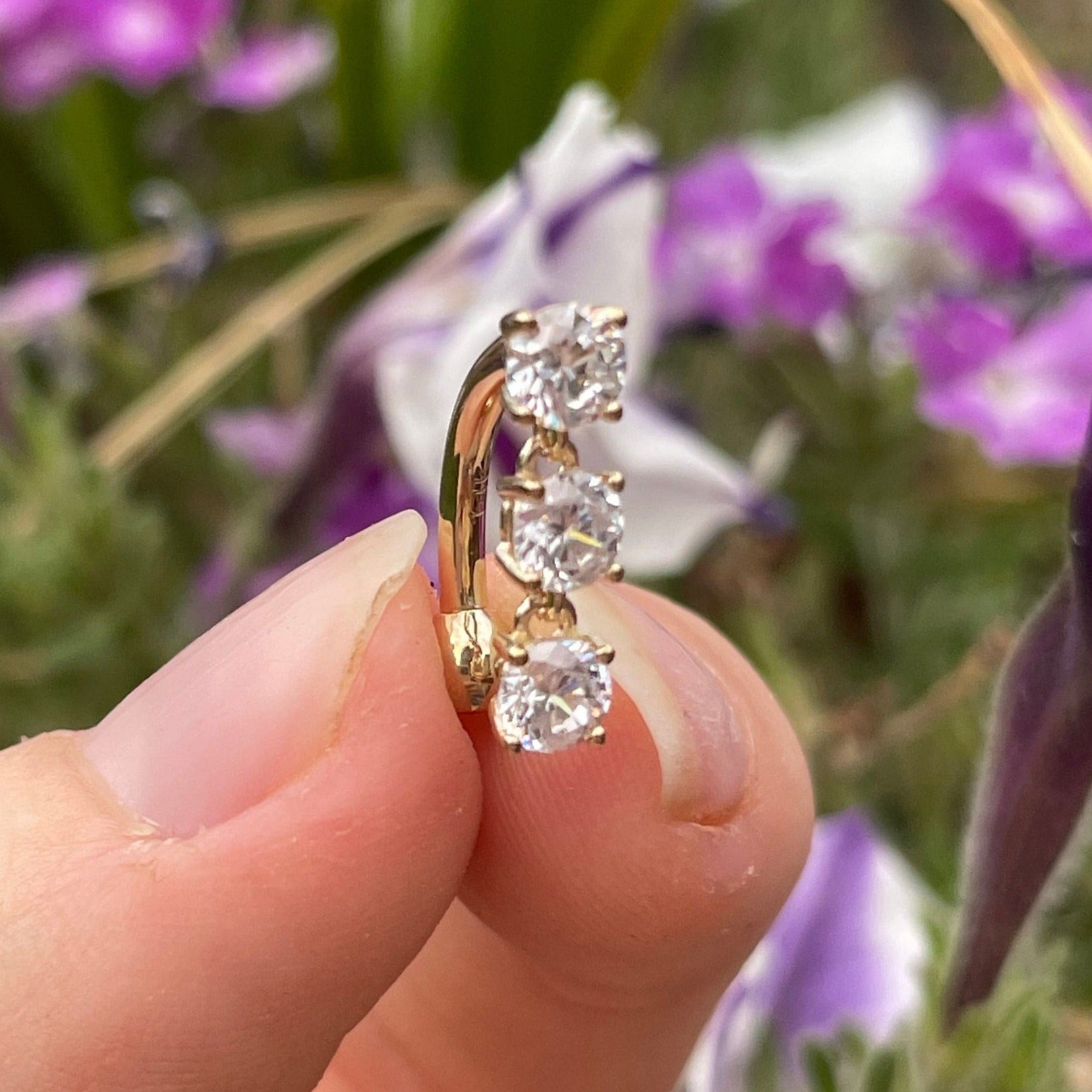 Stellar Trace Solid Gold Belly Button Ring-Belly Button Rings-Elara Body Jewelry