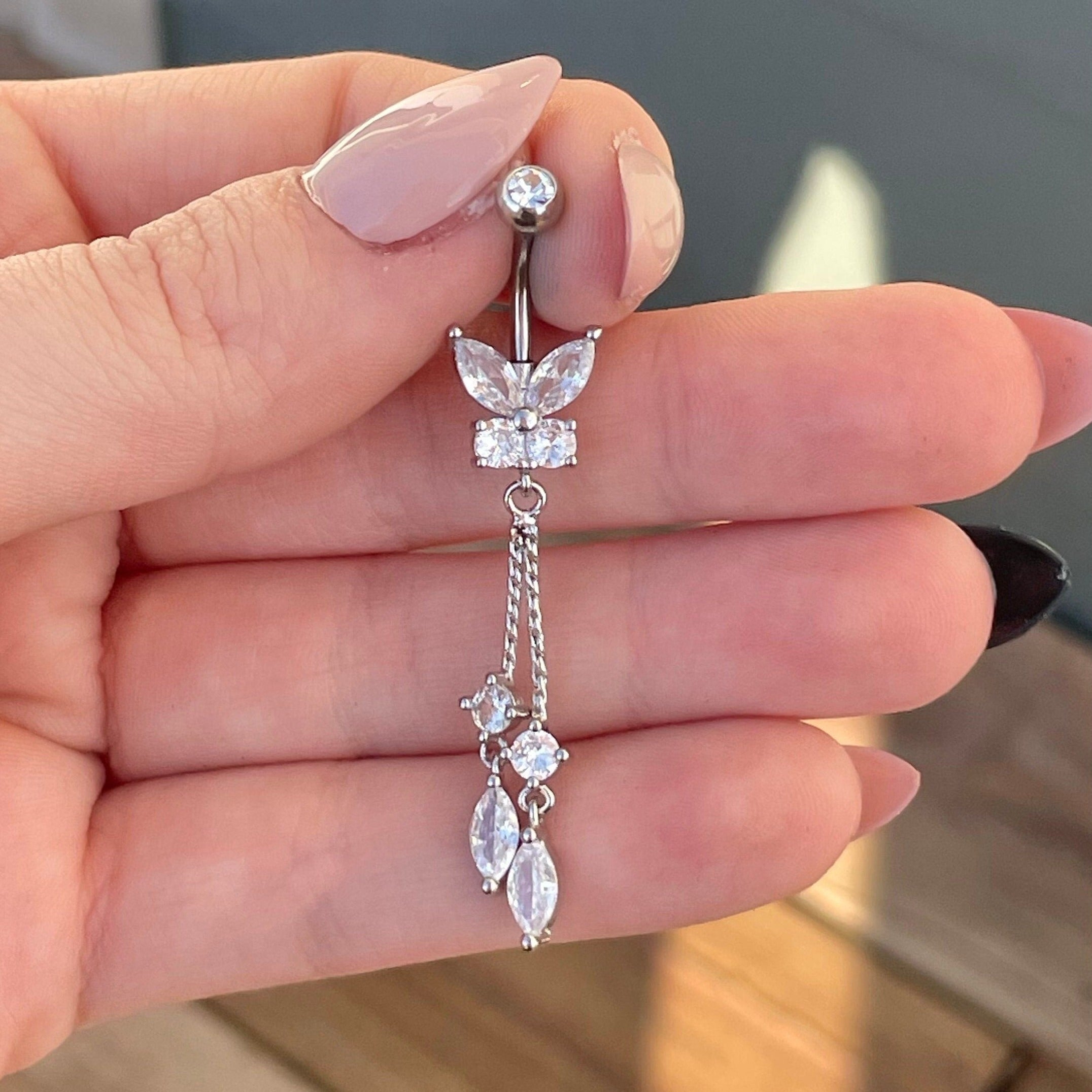 Sylphaire Belly Button Ring-Belly Button Rings-Silver-Elara Body Jewelry