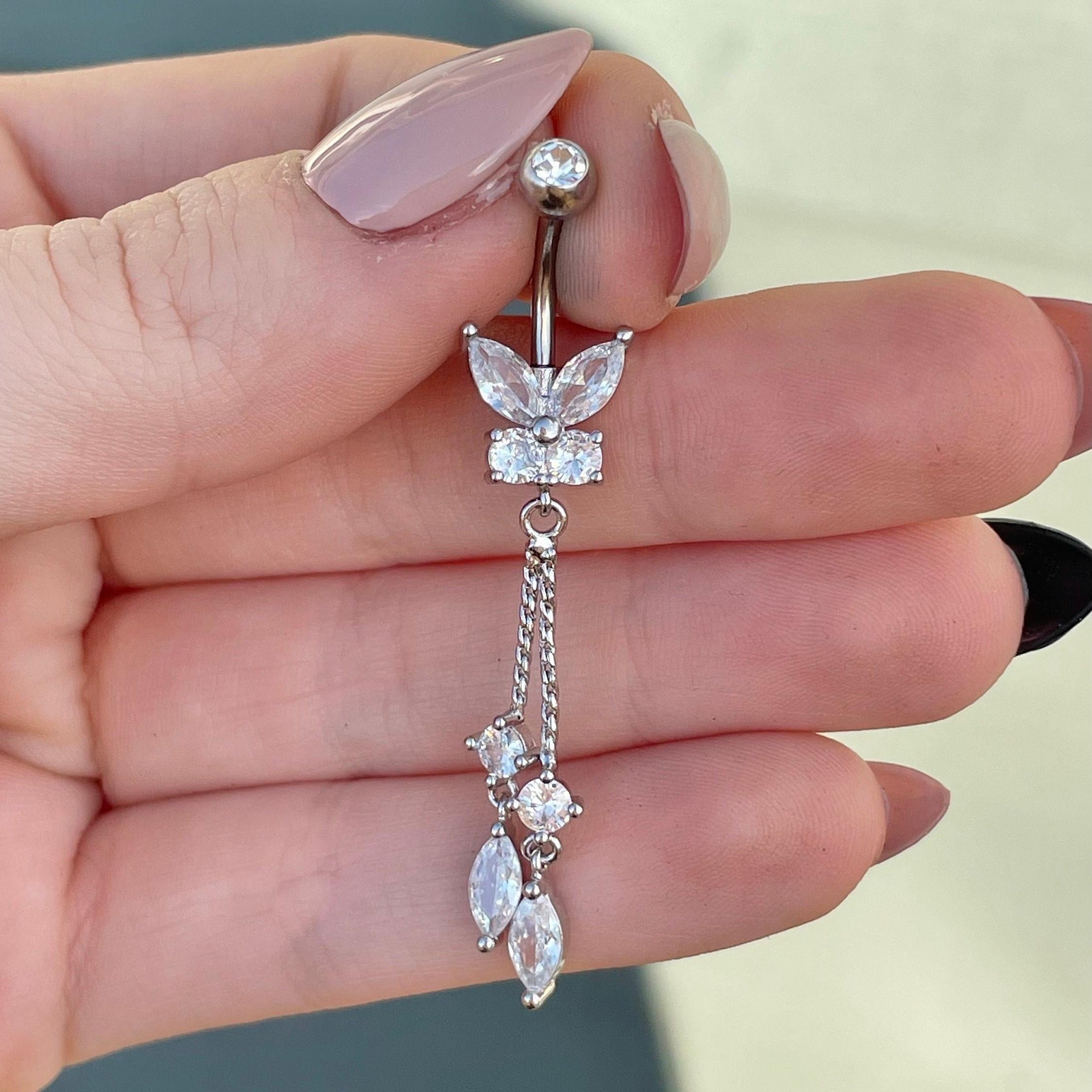 Sylphaire Belly Button Ring-Belly Button Rings-Silver-Elara Body Jewelry