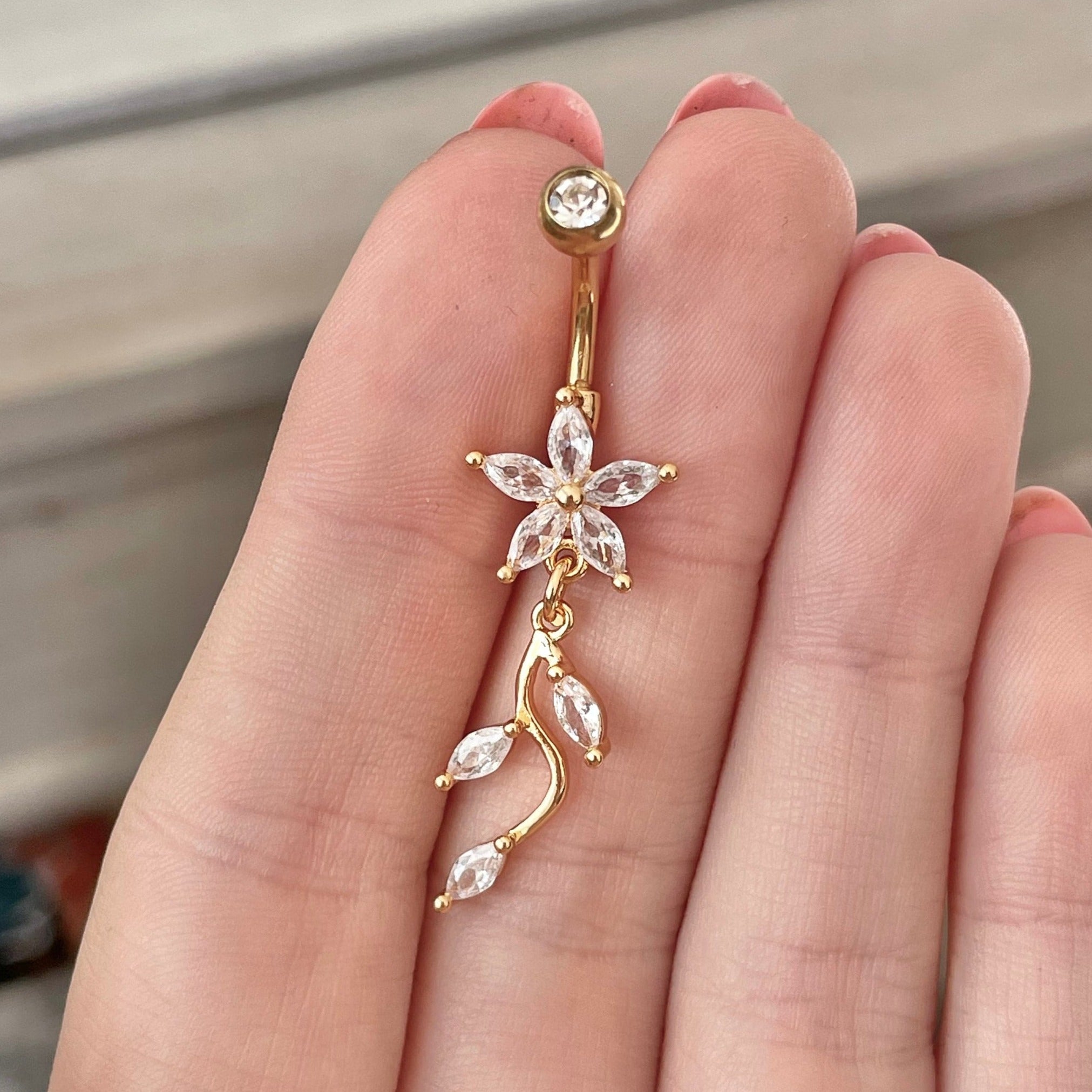 Sylvara Belly Button Ring-Belly Button Rings-Elara Body Jewelry