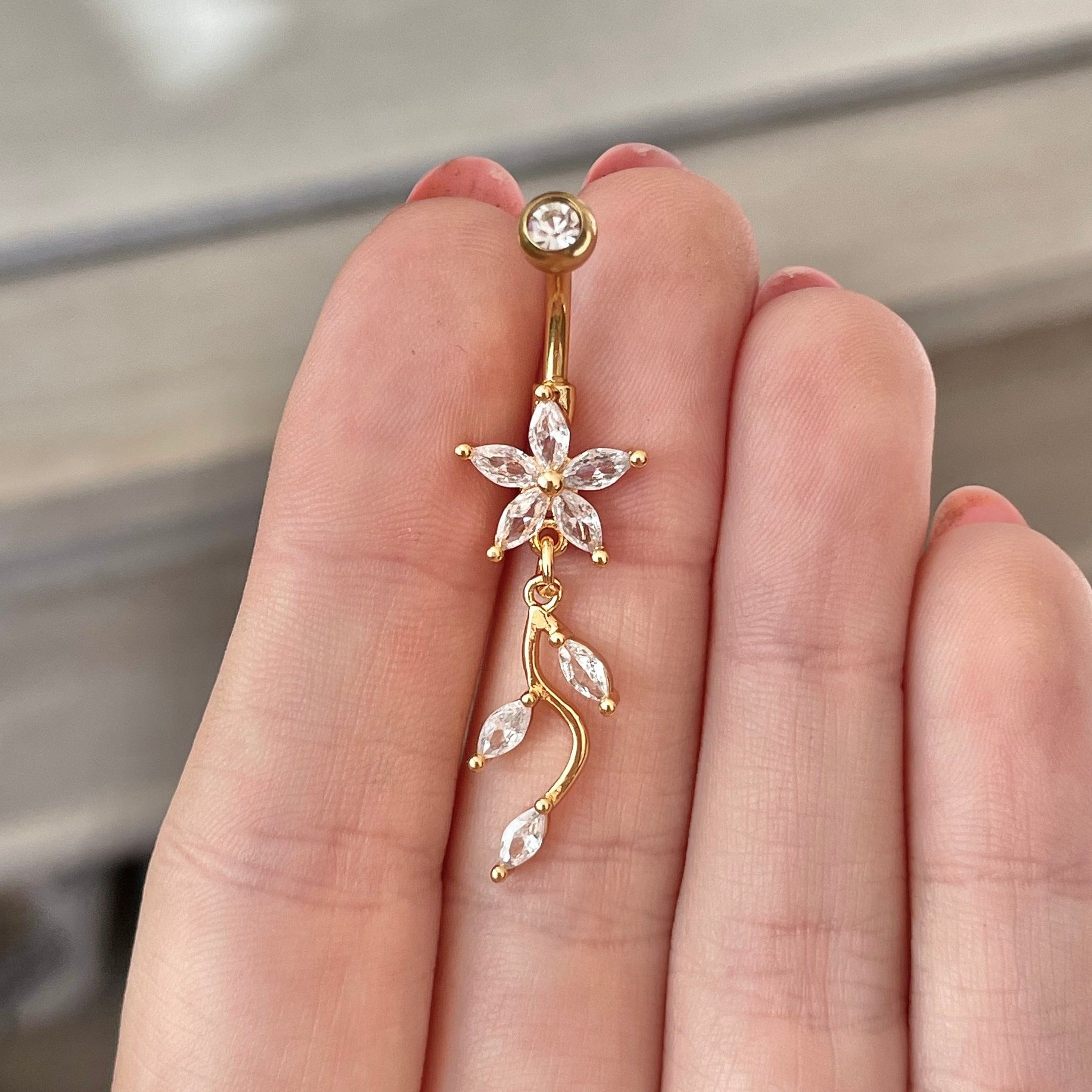 Sylvara Belly Button Ring-Belly Button Rings-Elara Body Jewelry