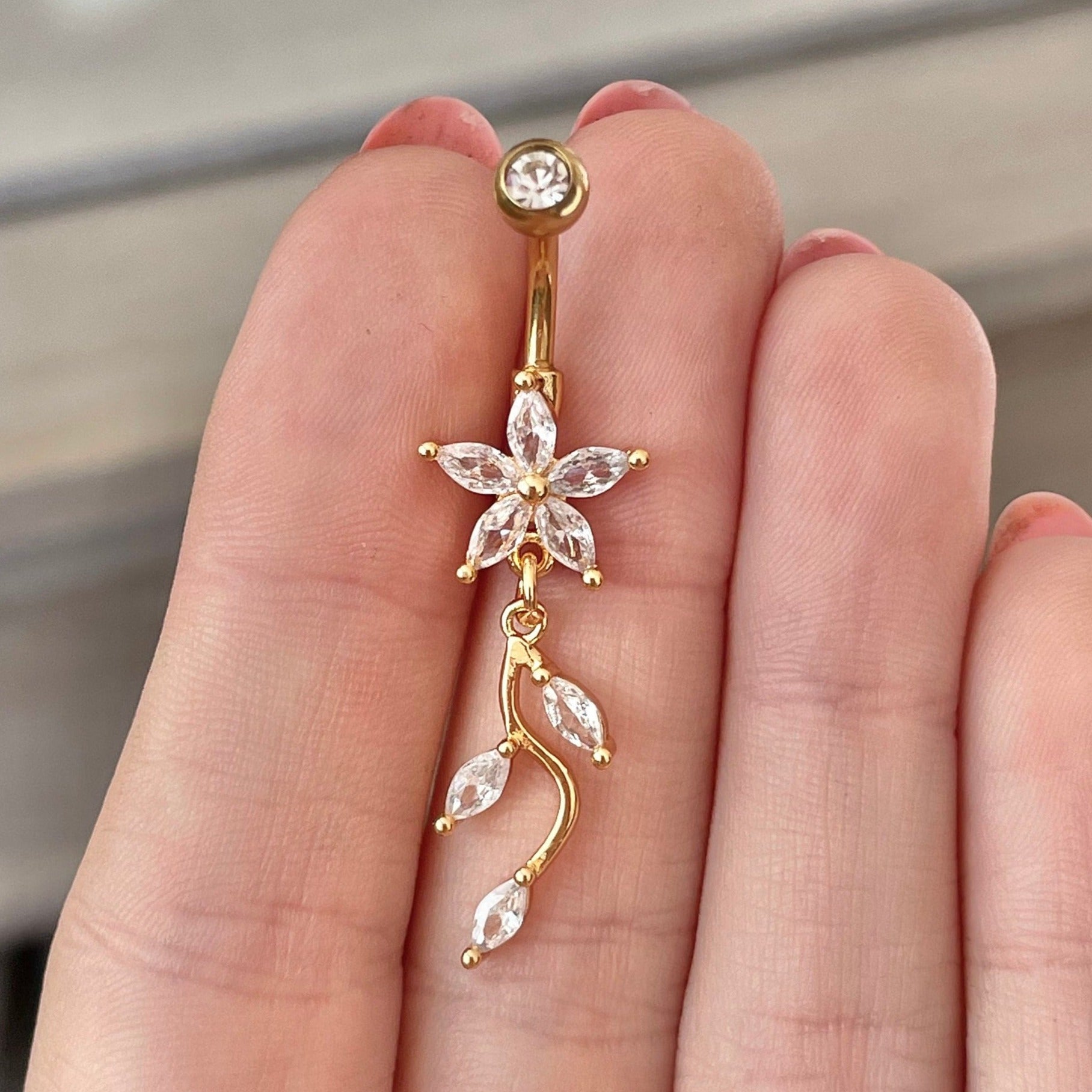 Sylvara Belly Button Ring-Belly Button Rings-Gold-Elara Body Jewelry