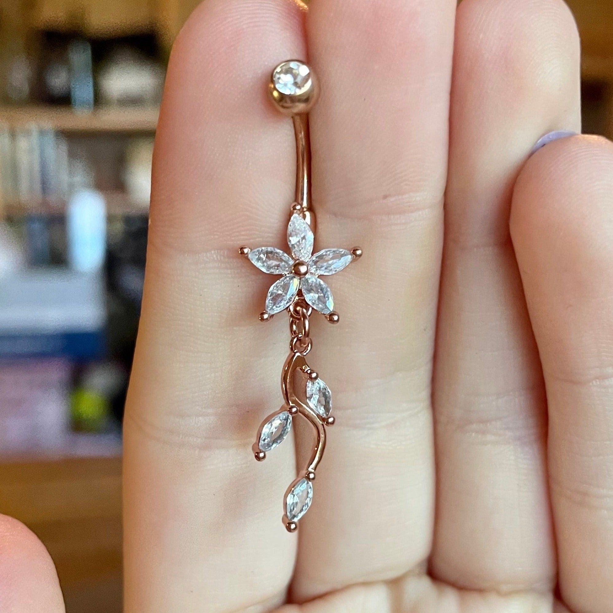 Sylvara Belly Button Ring-Belly Button Rings-Rose gold-Elara Body Jewelry