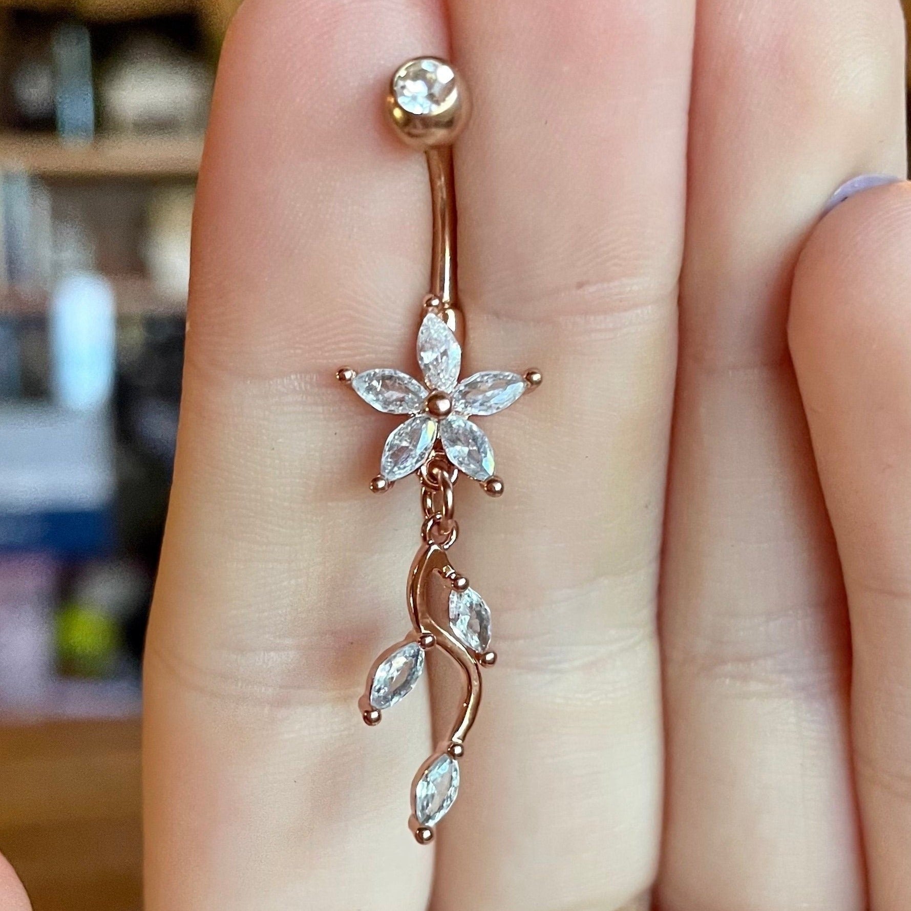 Sylvara Belly Button Ring-Belly Button Rings-Rose gold-Elara Body Jewelry