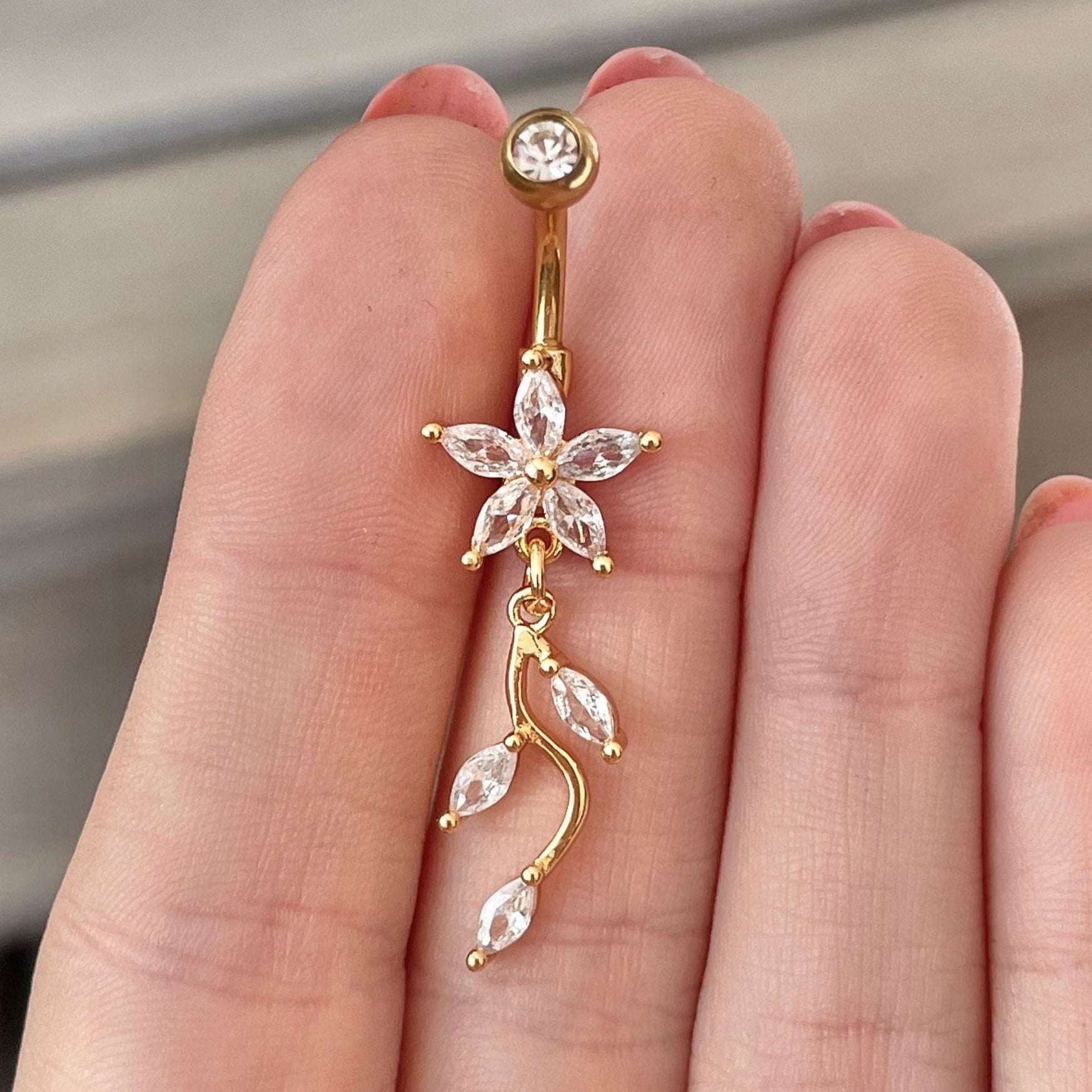 Sylvara Belly Button Ring-Belly Button Rings-Elara Body Jewelry