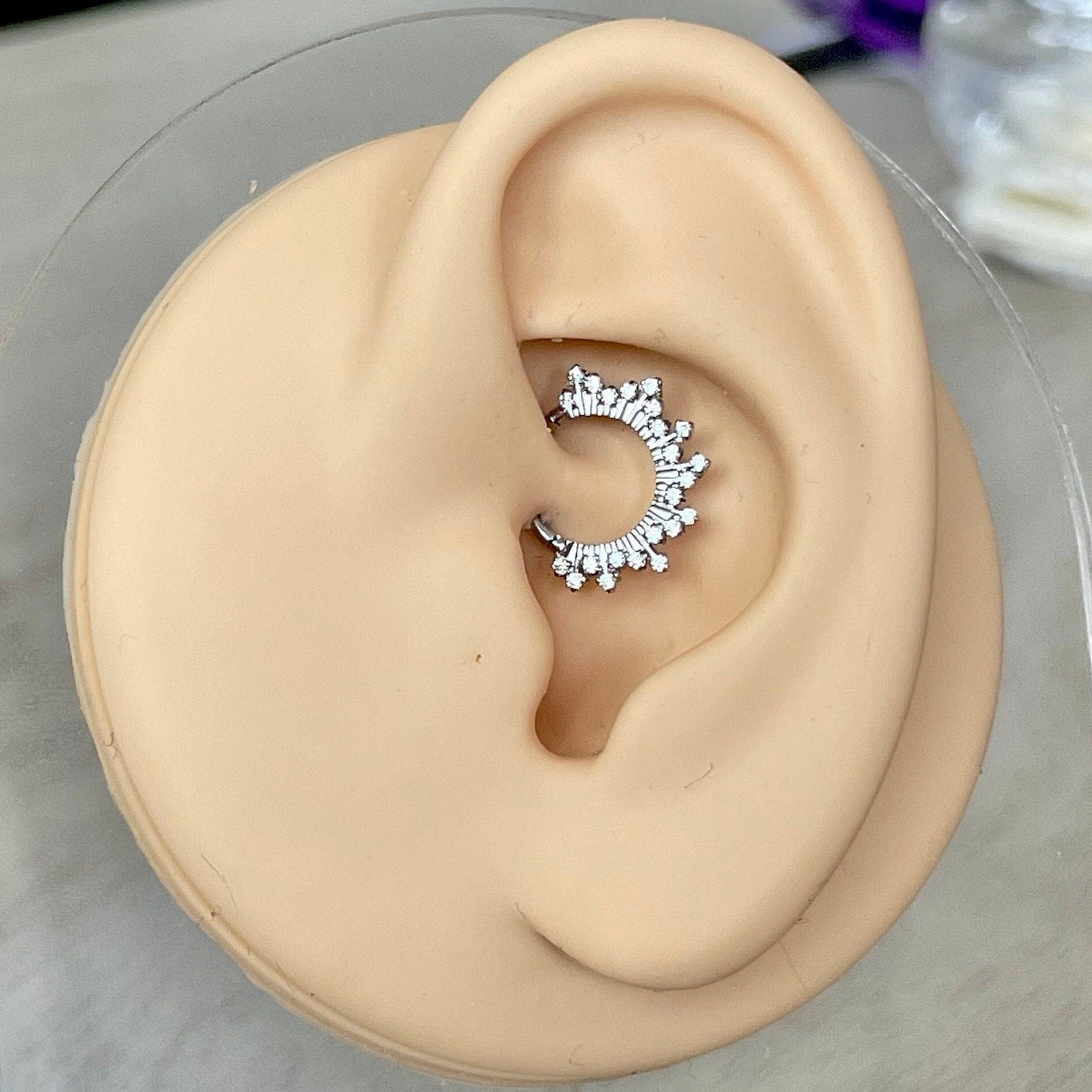 Twilight Diadem Daith Earring-Daith Earring-Silver-8mm Diameter-Elara Body Jewelry