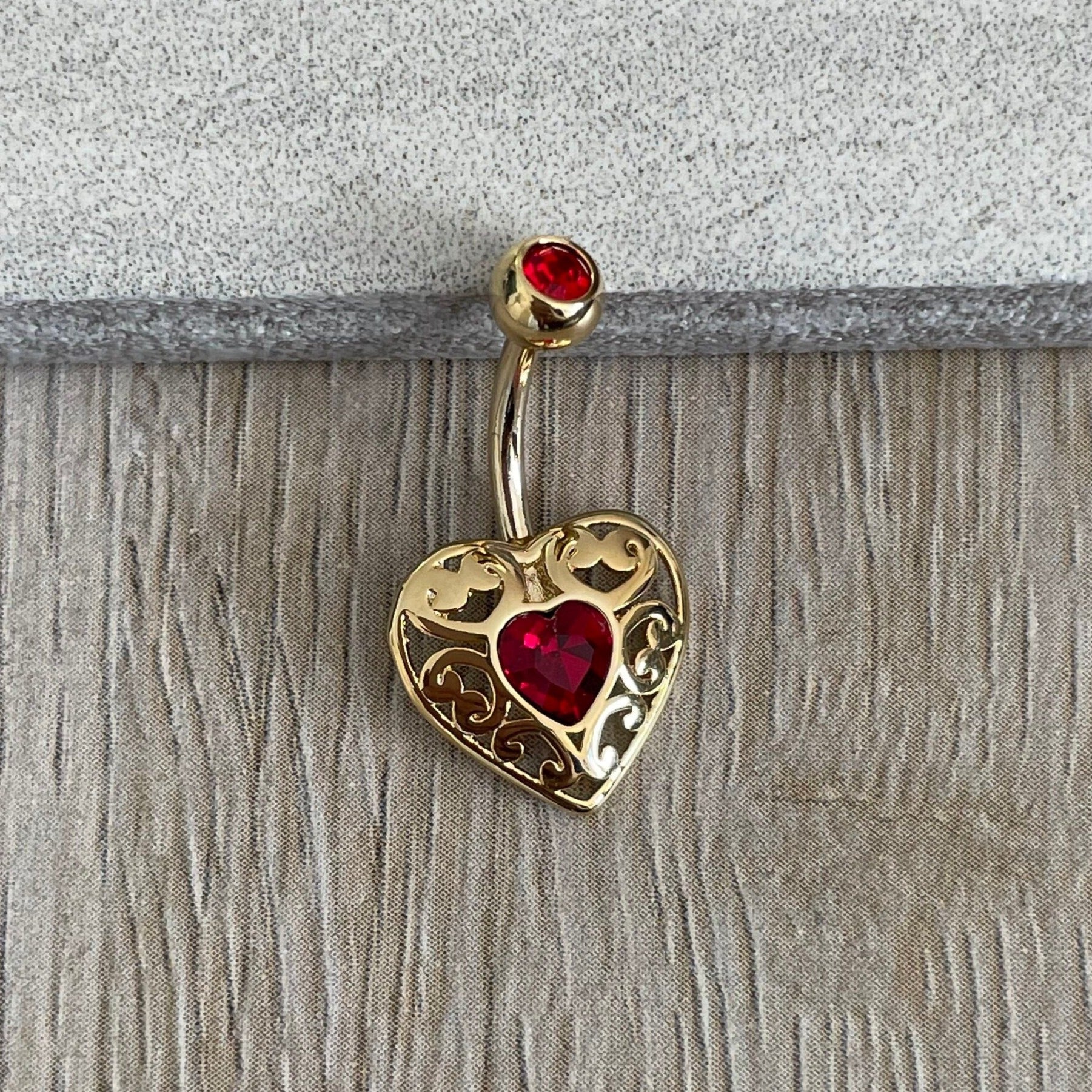 Valencia Heart Belly Button Ring-Belly Button Rings-Elara Body Jewelry