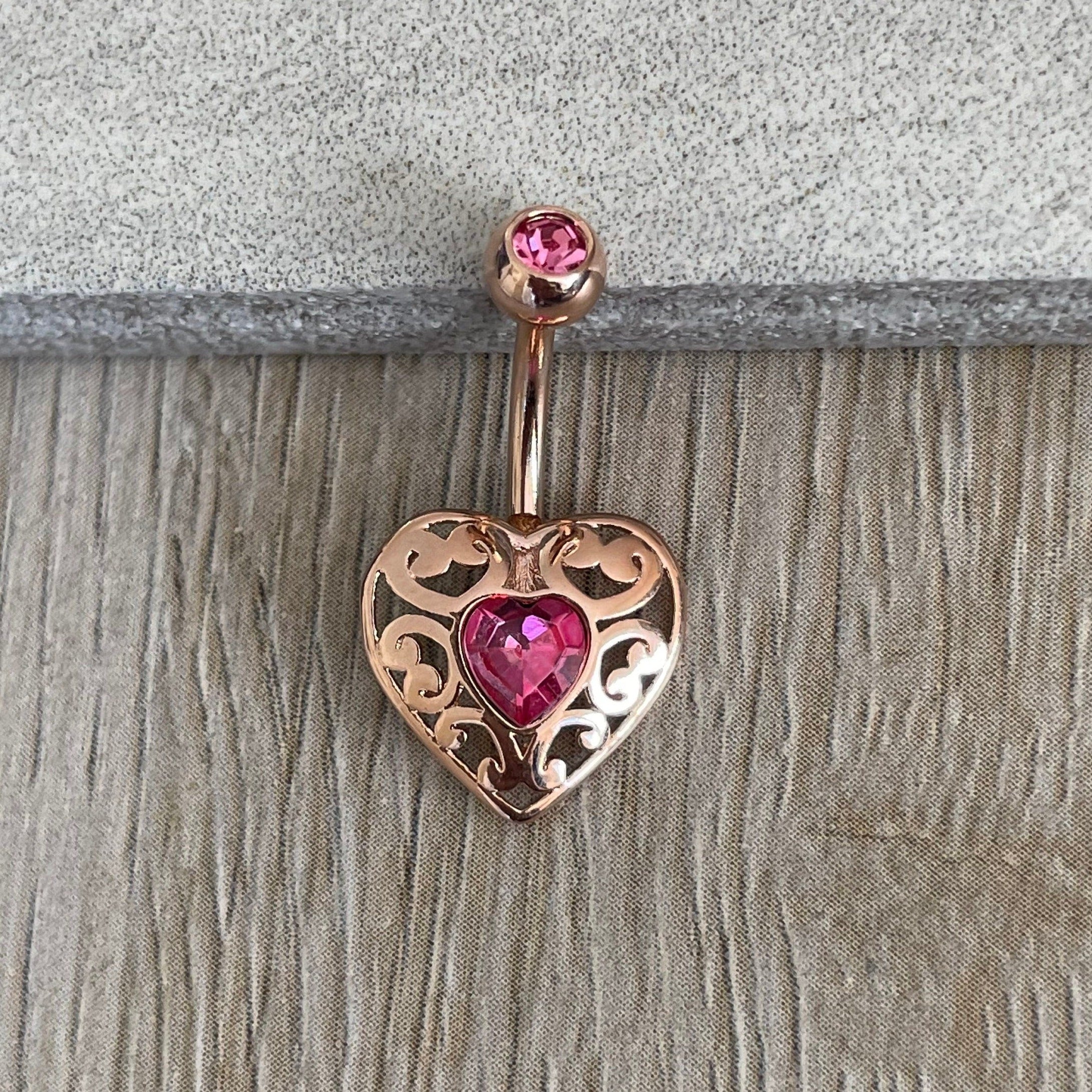 Valencia Heart Belly Button Ring-Belly Button Rings-Elara Body Jewelry
