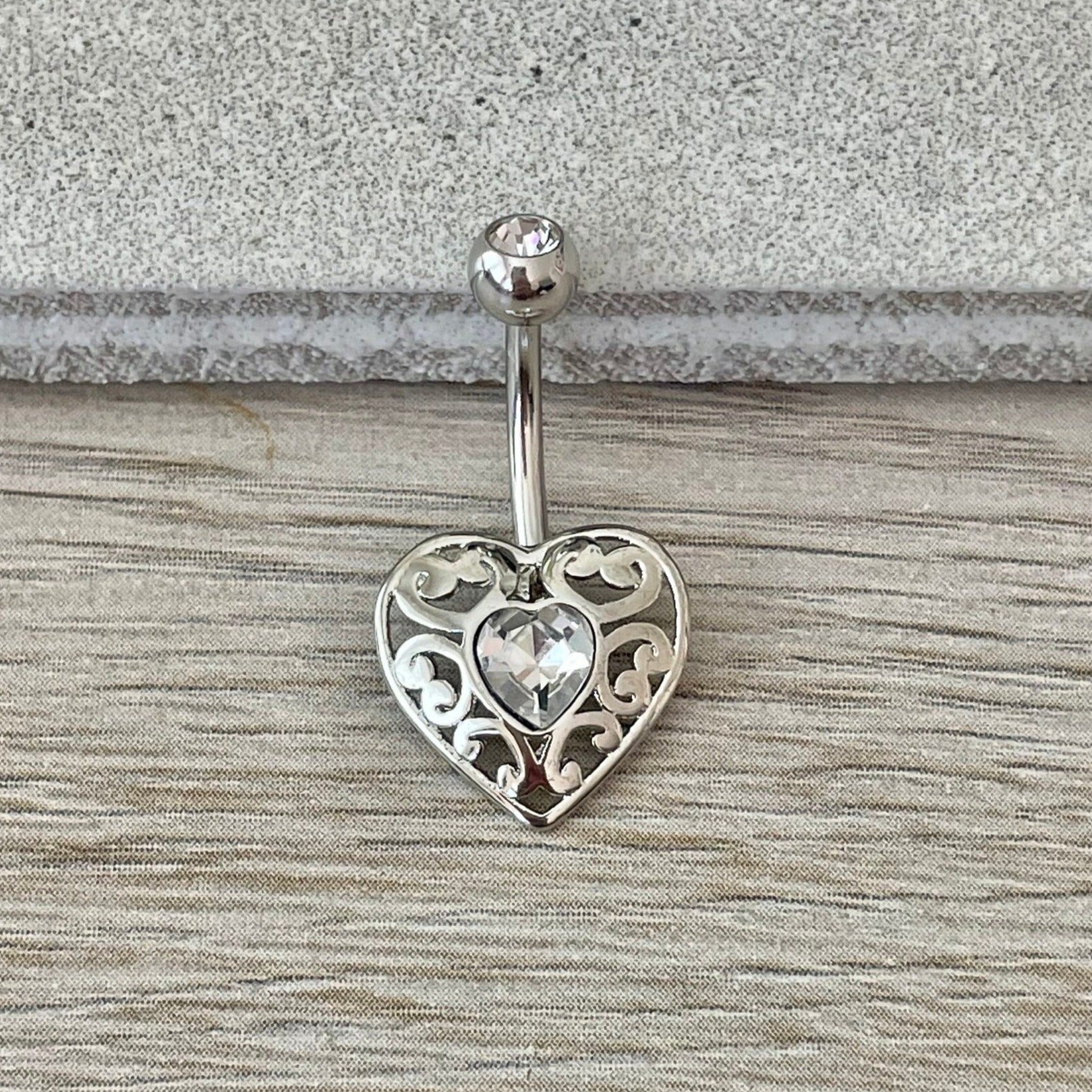 Valencia Heart Belly Button Ring-Belly Button Rings-Elara Body Jewelry