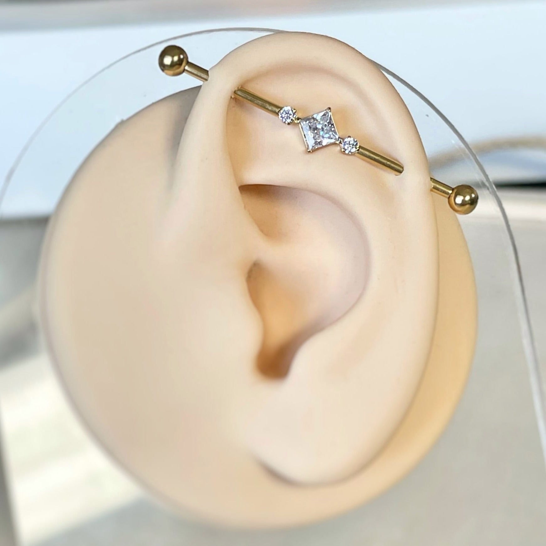 Velin Industrial Piercing-Industrial Barbell-Gold-Elara Body Jewelry