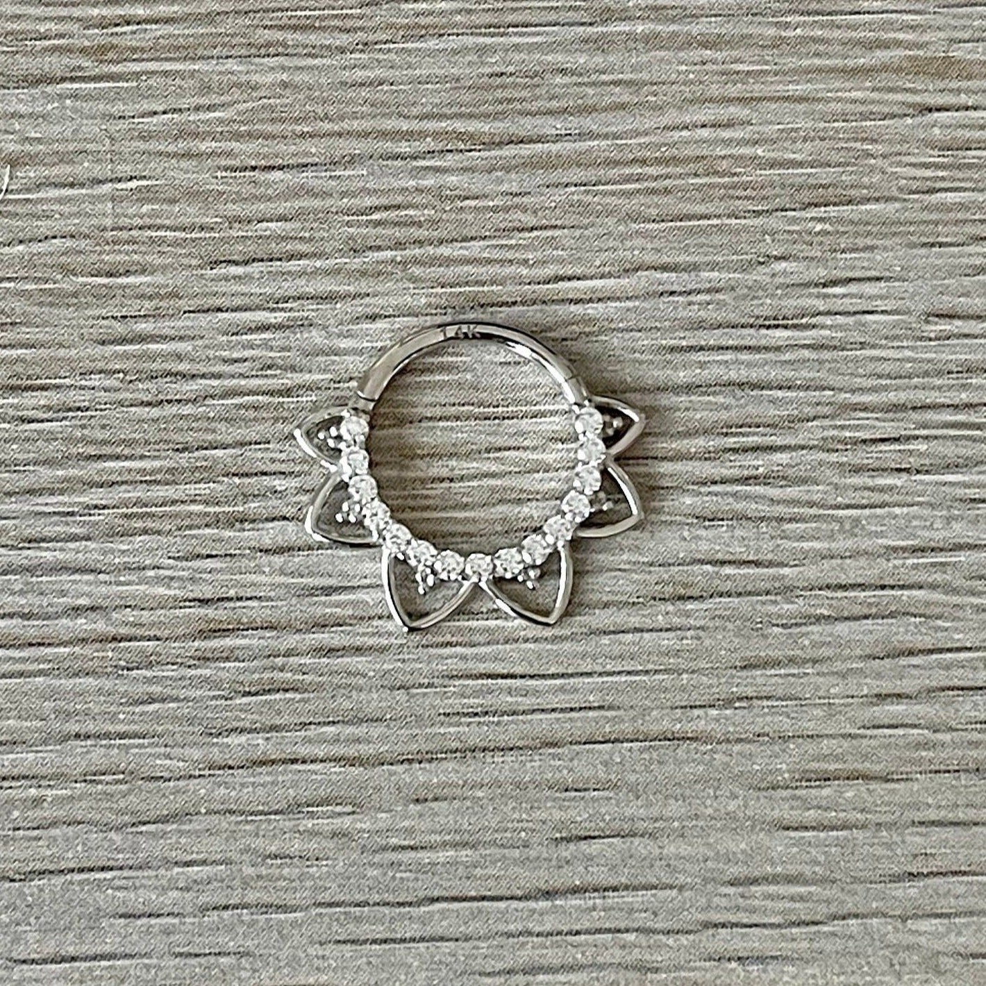 Velora Spark Daith Earring-Daith Earring-8mm Diameter-White Gold-Elara Body Jewelry