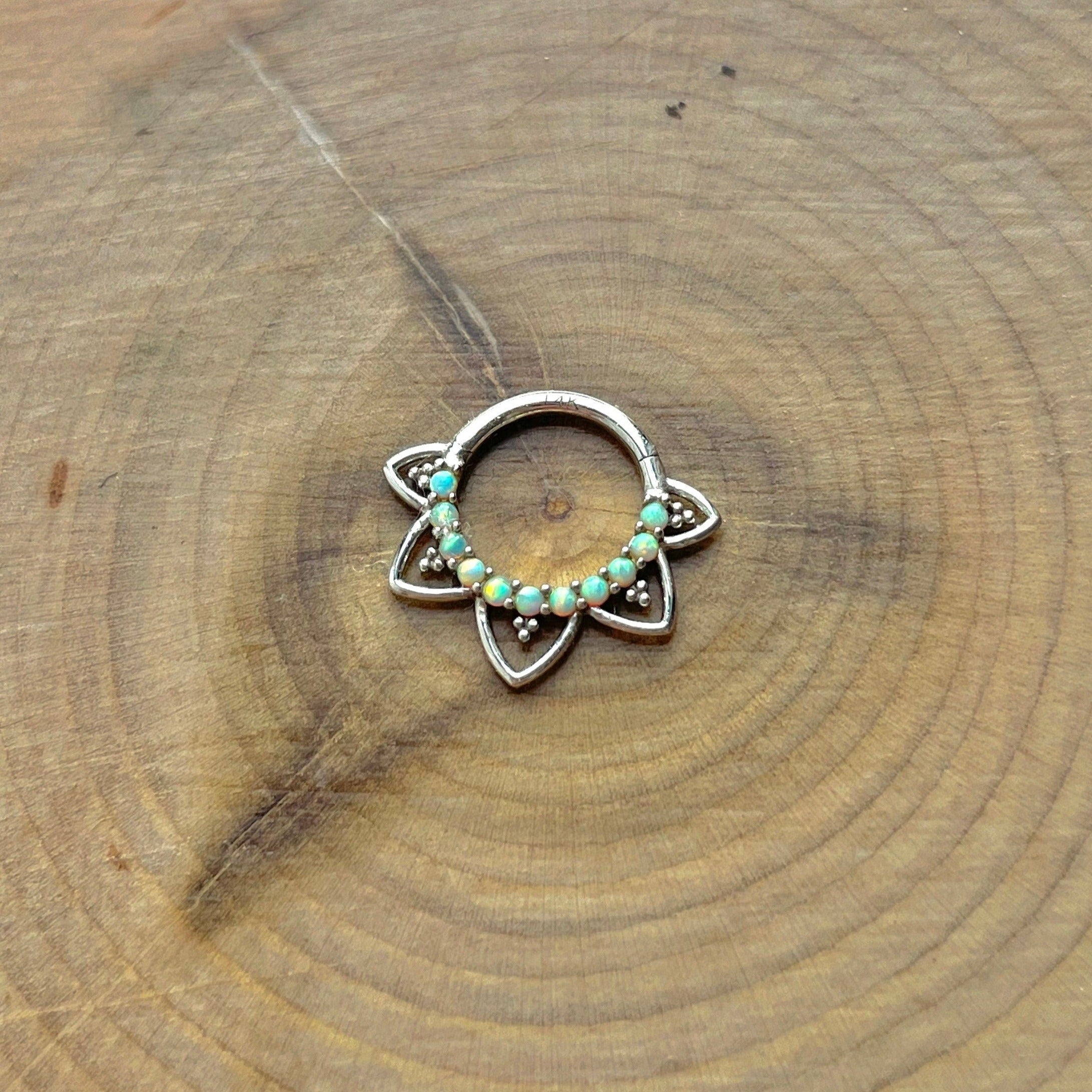 Velora Spark Opal Daith Earring-Daith Earring-Elara Body Jewelry