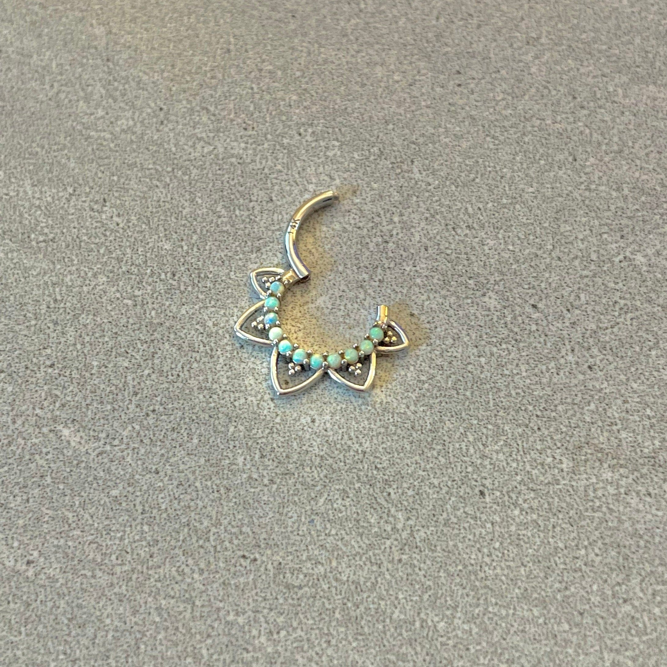 Velora Spark Opal Daith Earring-Daith Earring-Elara Body Jewelry