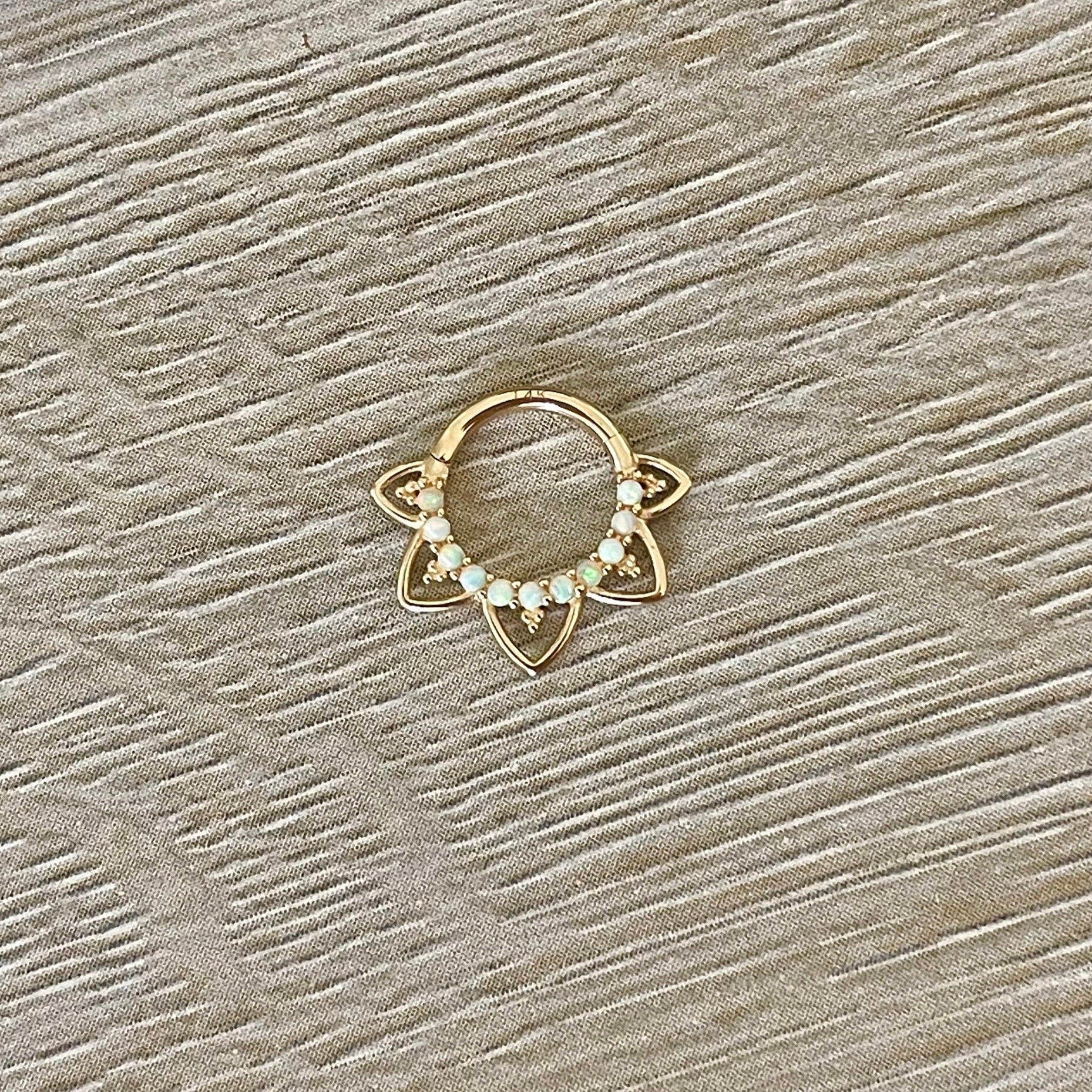 Velora Spark Opal Daith Earring-Daith Earring-Elara Body Jewelry