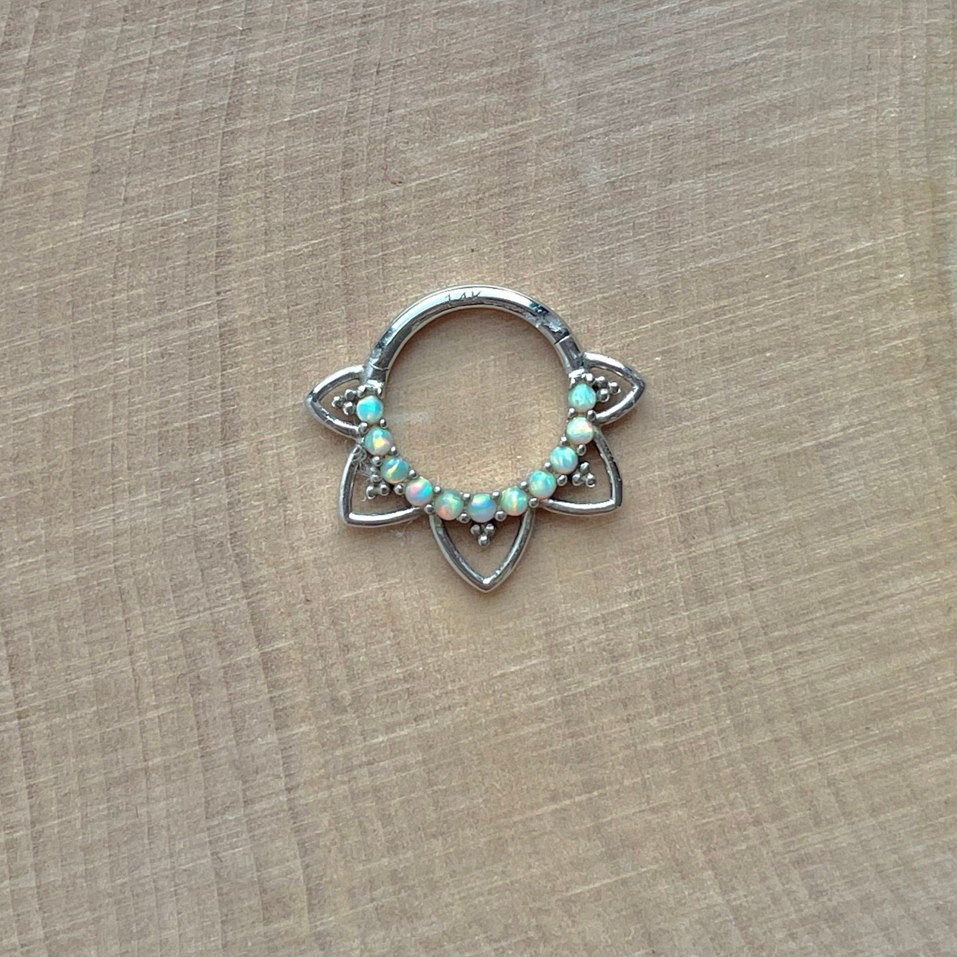 Velora Spark Opal Daith Earring-Daith Earring-Elara Body Jewelry