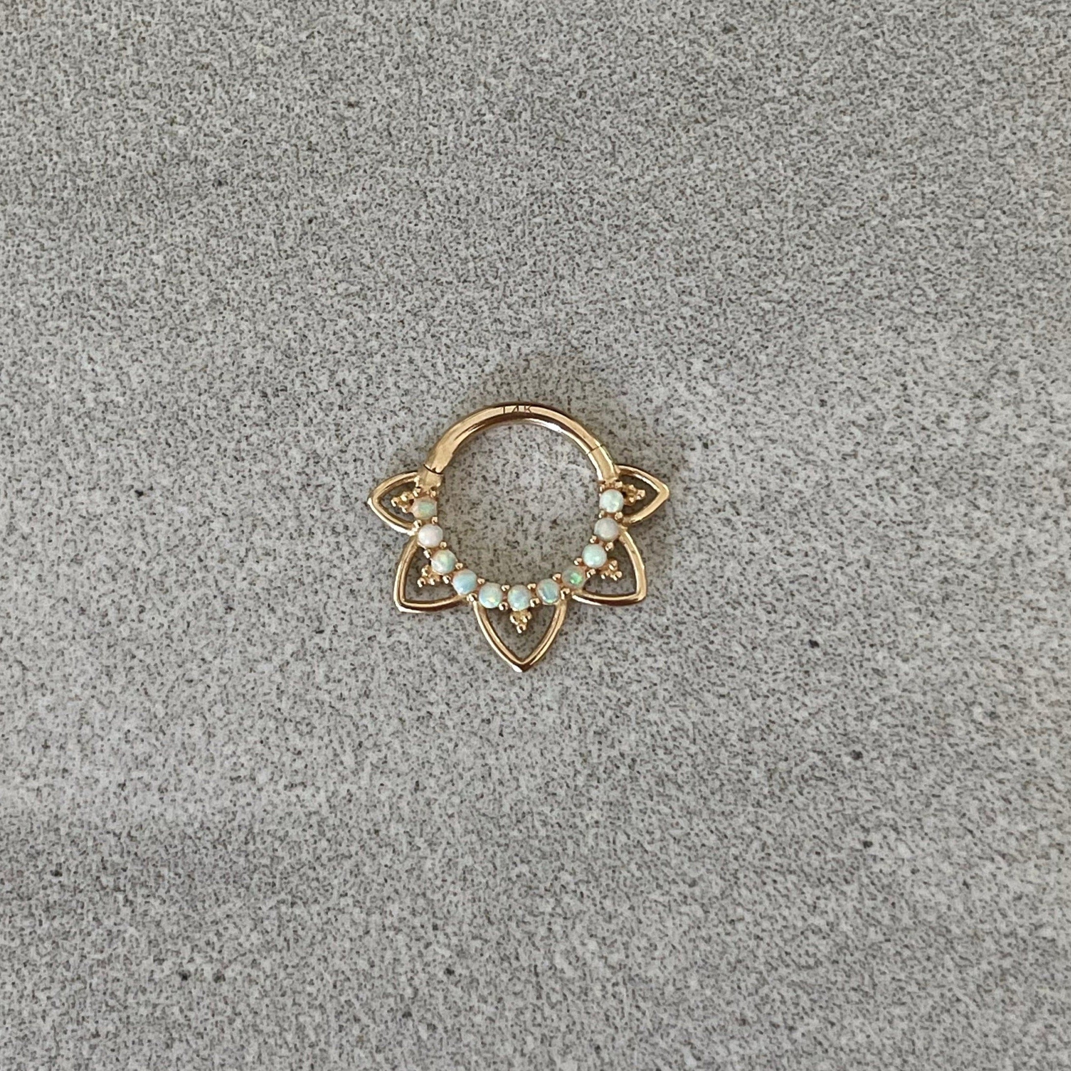 Velora Spark Opal Daith Earring-Daith Earring-Elara Body Jewelry