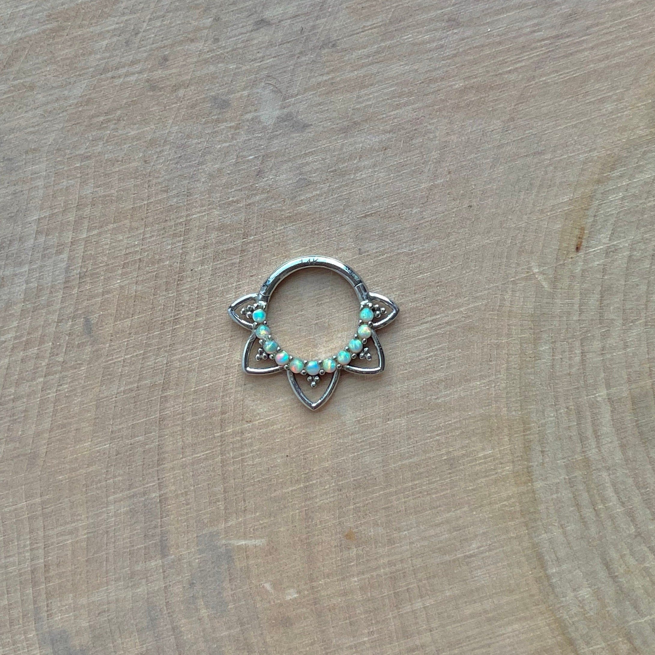 Velora Spark Opal Daith Earring-Daith Earring-Elara Body Jewelry