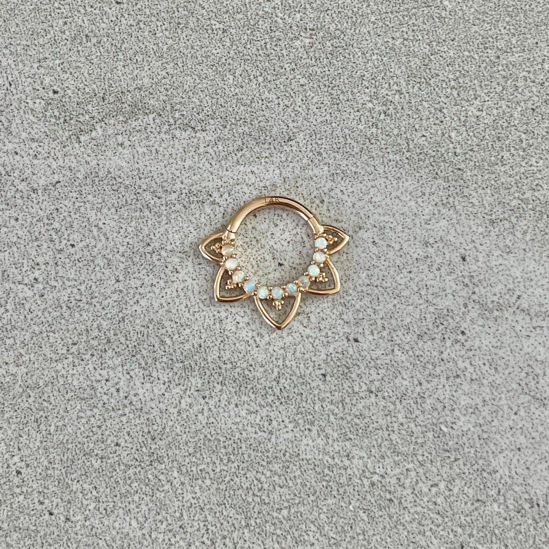 Velora Spark Opal Daith Earring-Daith Earring-Elara Body Jewelry