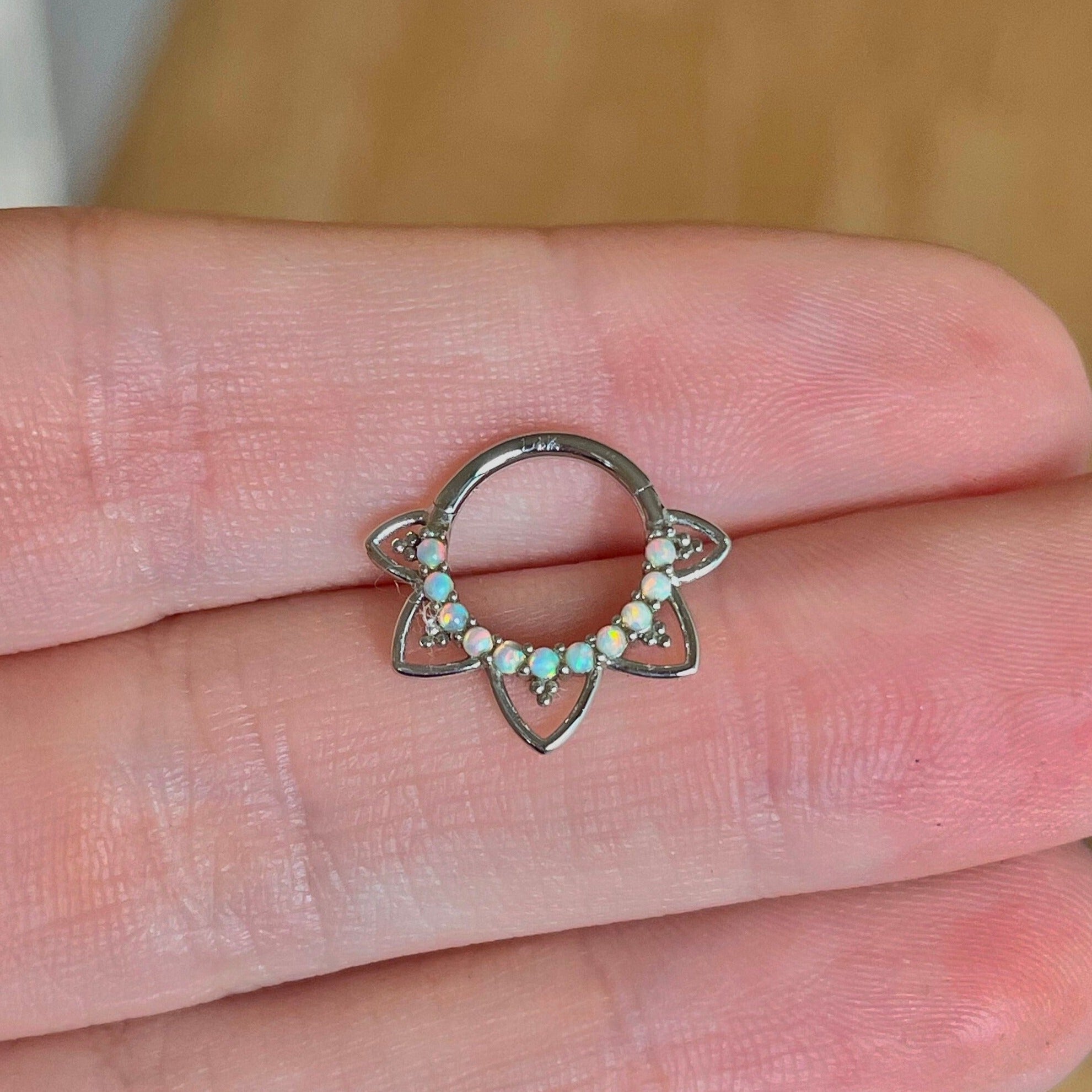 Velora Spark Opal Septum Ring-Septum Ring-Elara Body Jewelry