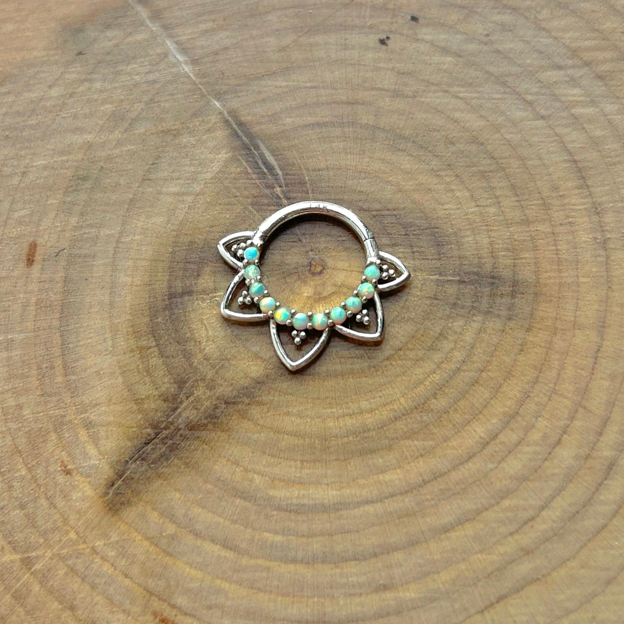 Velora Spark Opal Septum Ring-Septum Ring-Elara Body Jewelry