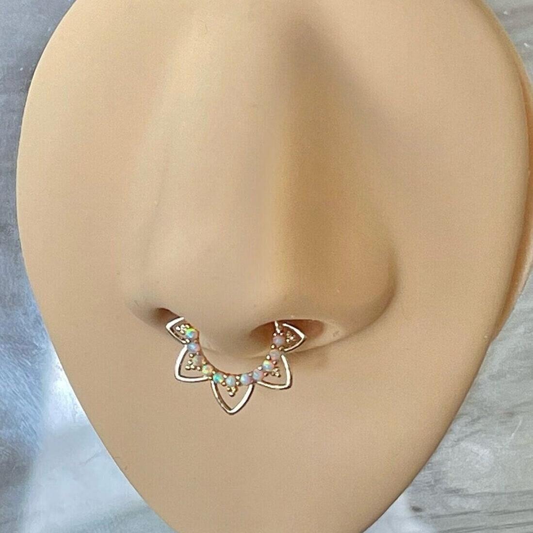 Velora Spark Opal Septum Ring-Septum Ring-Elara Body Jewelry