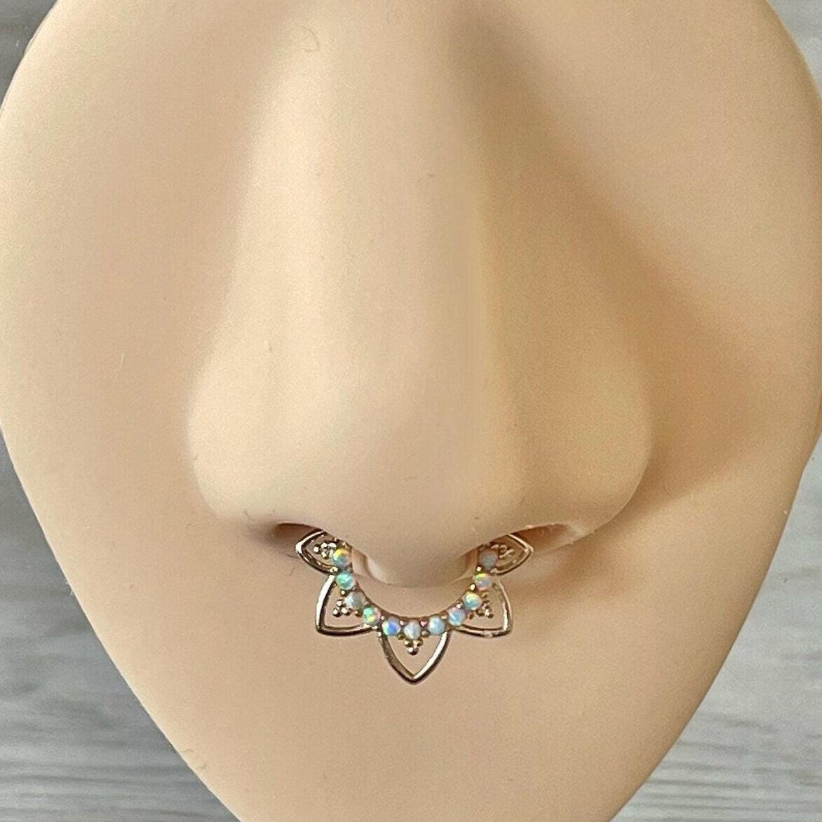 Velora Spark Opal Septum Ring-Septum Ring-Elara Body Jewelry