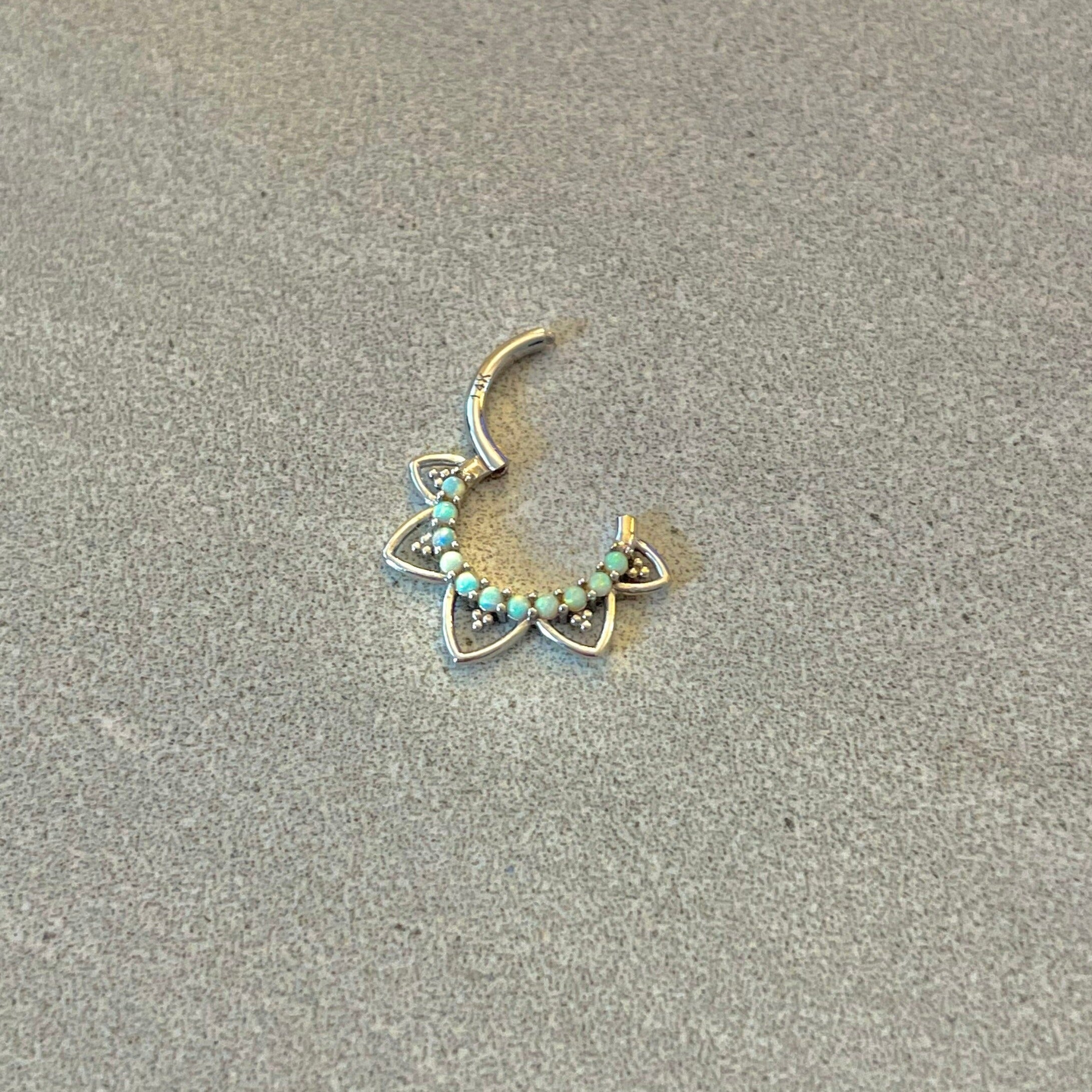 Velora Spark Opal Septum Ring-Septum Ring-Elara Body Jewelry