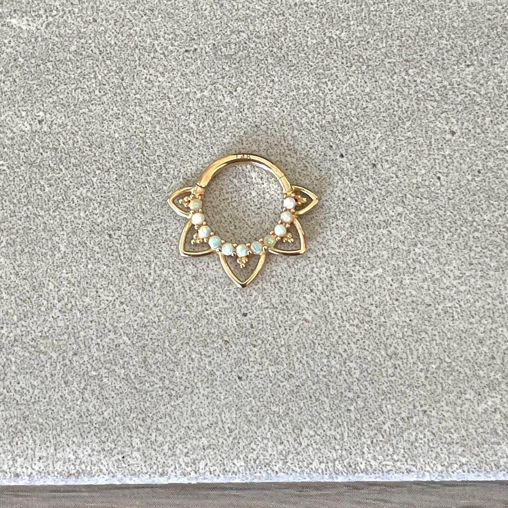 Velora Spark Opal Septum Ring-Septum Ring-Elara Body Jewelry